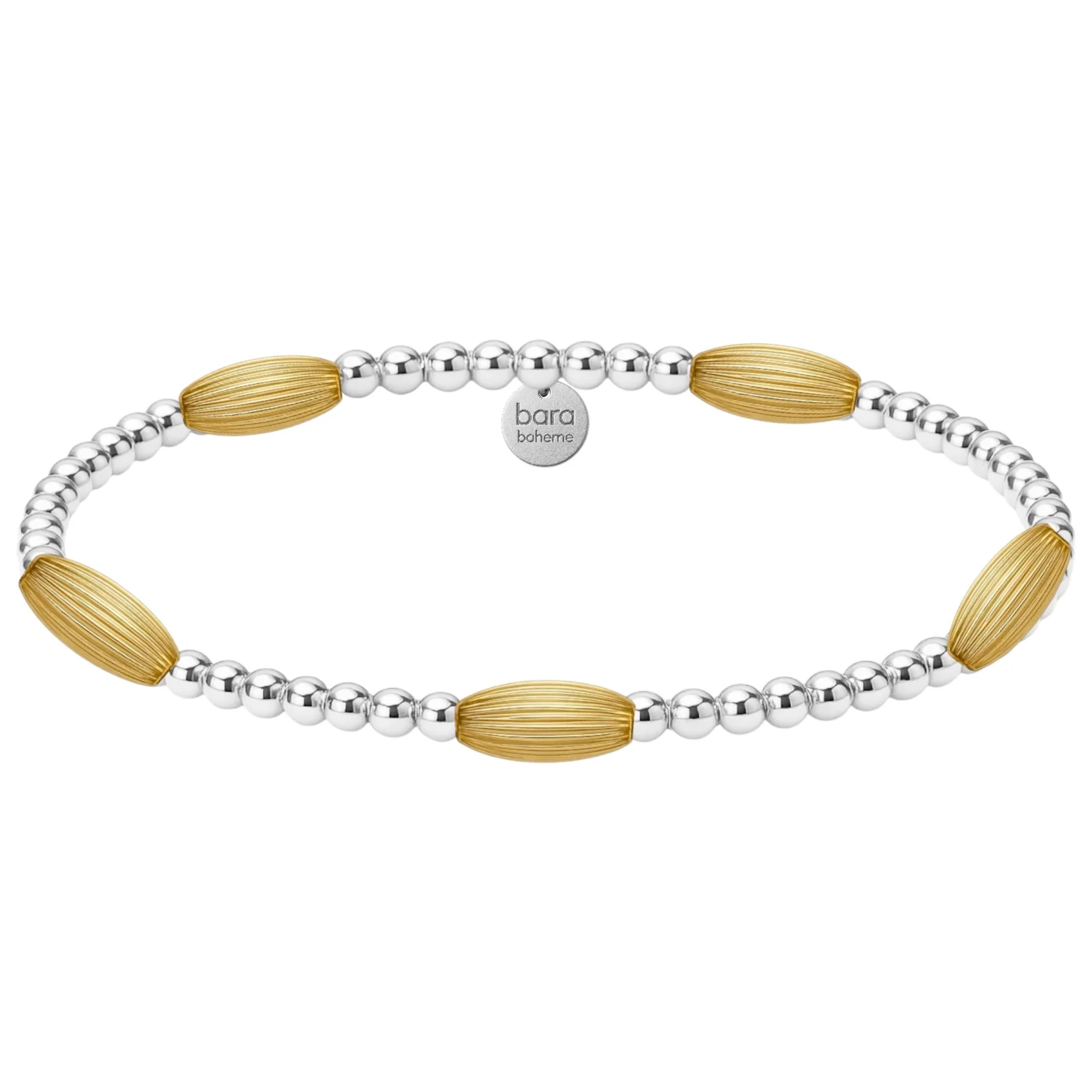 Gold filled beaded bracelet by BARA BOHEME featuring a delicate design on a neutral background.