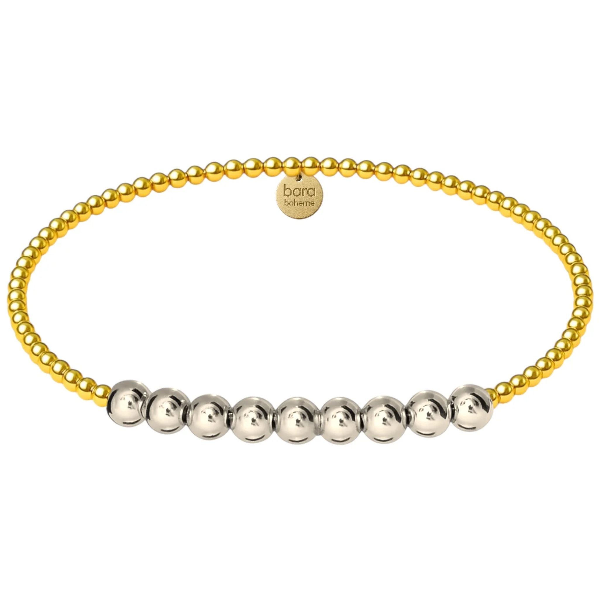 Gold filled beaded bracelet by BARA BOHEME featuring a delicate design and elegant gold tones.