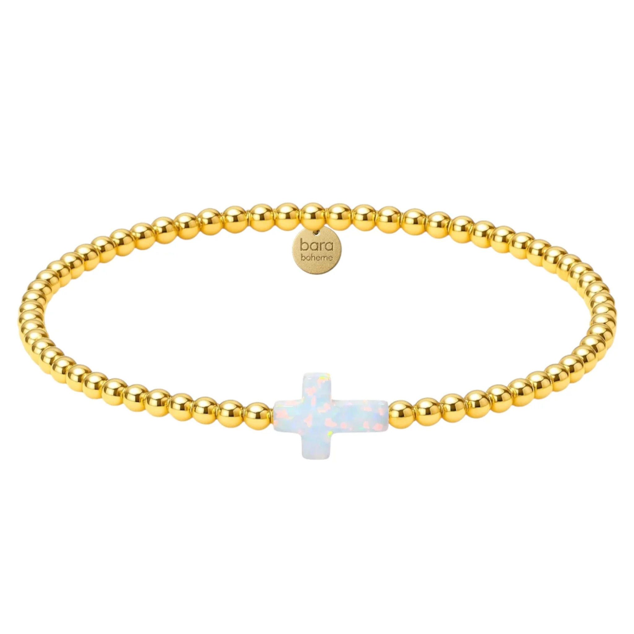 Cross | Beaded Opal Bracelet Gold Filled
