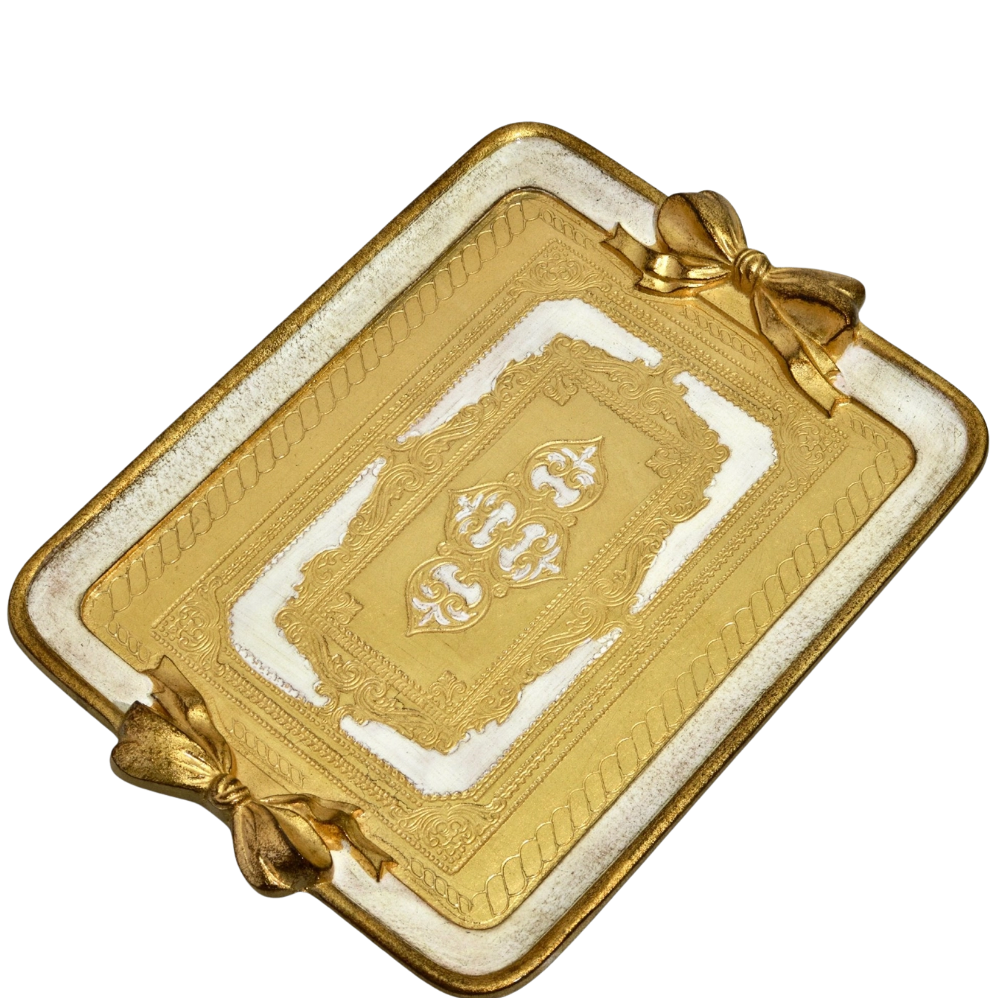 Florentine Carved Rectangle Bow Tray