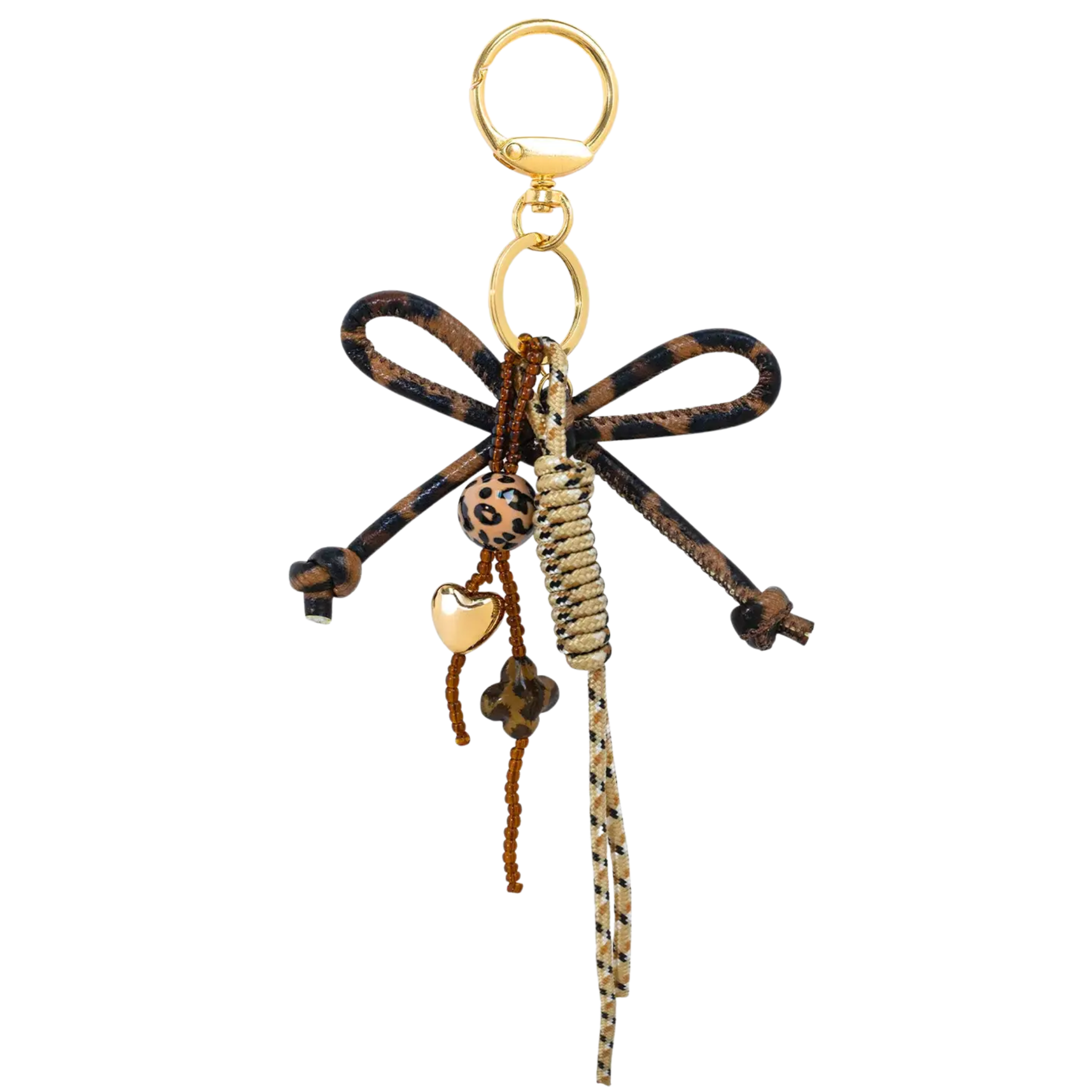 Leather Leopard Rope Knot Dangle Bag Charm
