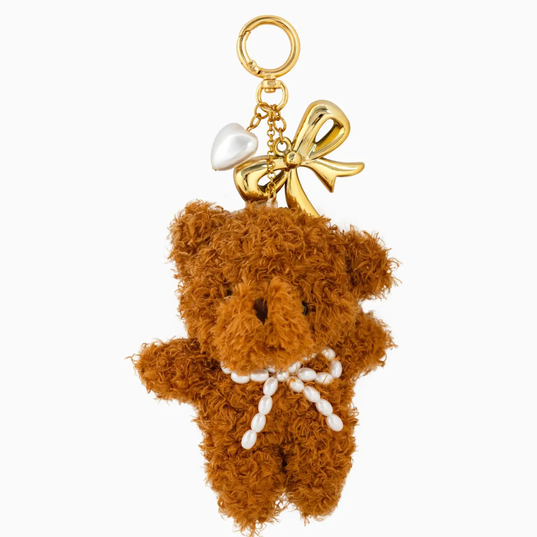 Plush Pearl Bow Teddy Bear Bag Charm