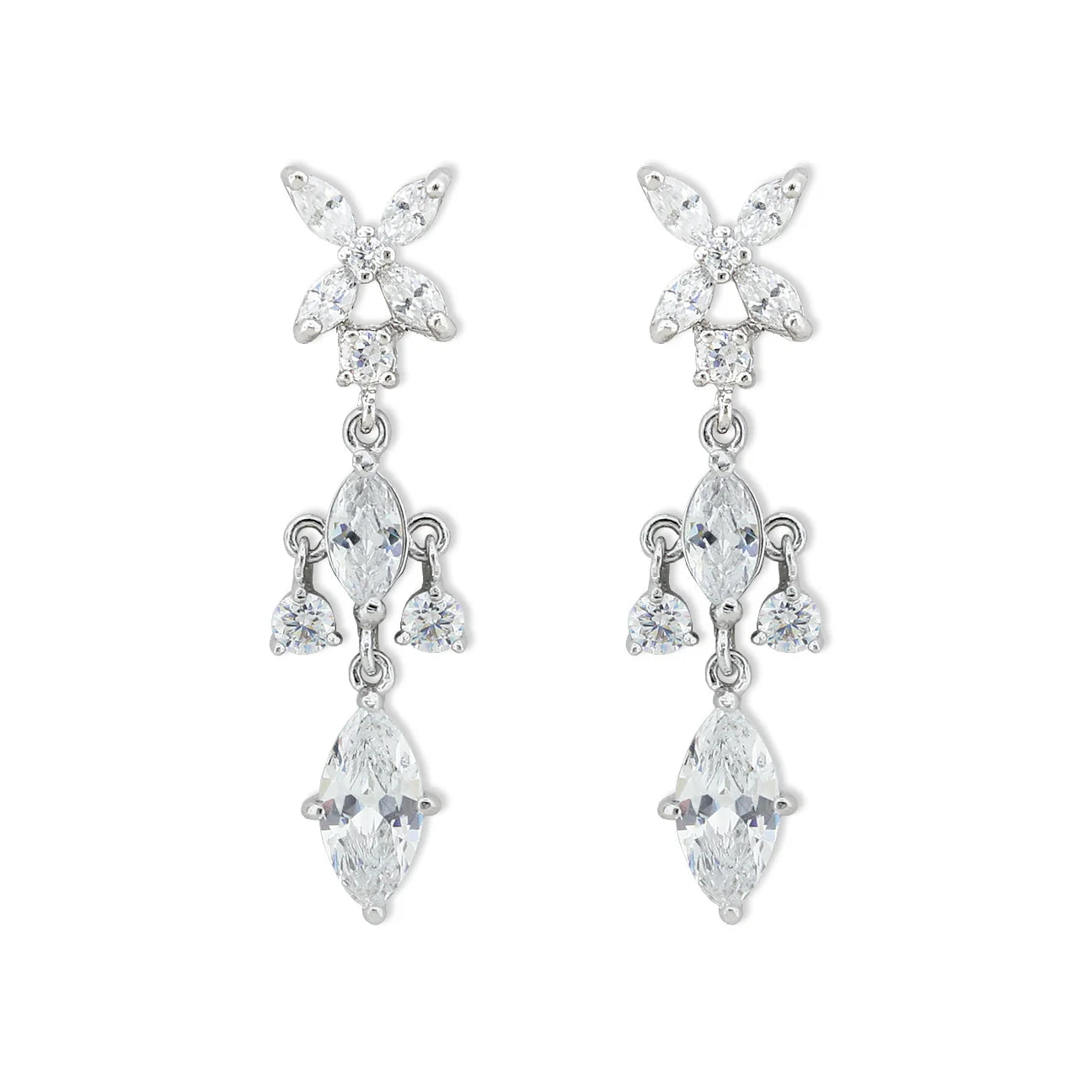 Elegant Drop Earrings with Marquise Stones - Let's Bag It