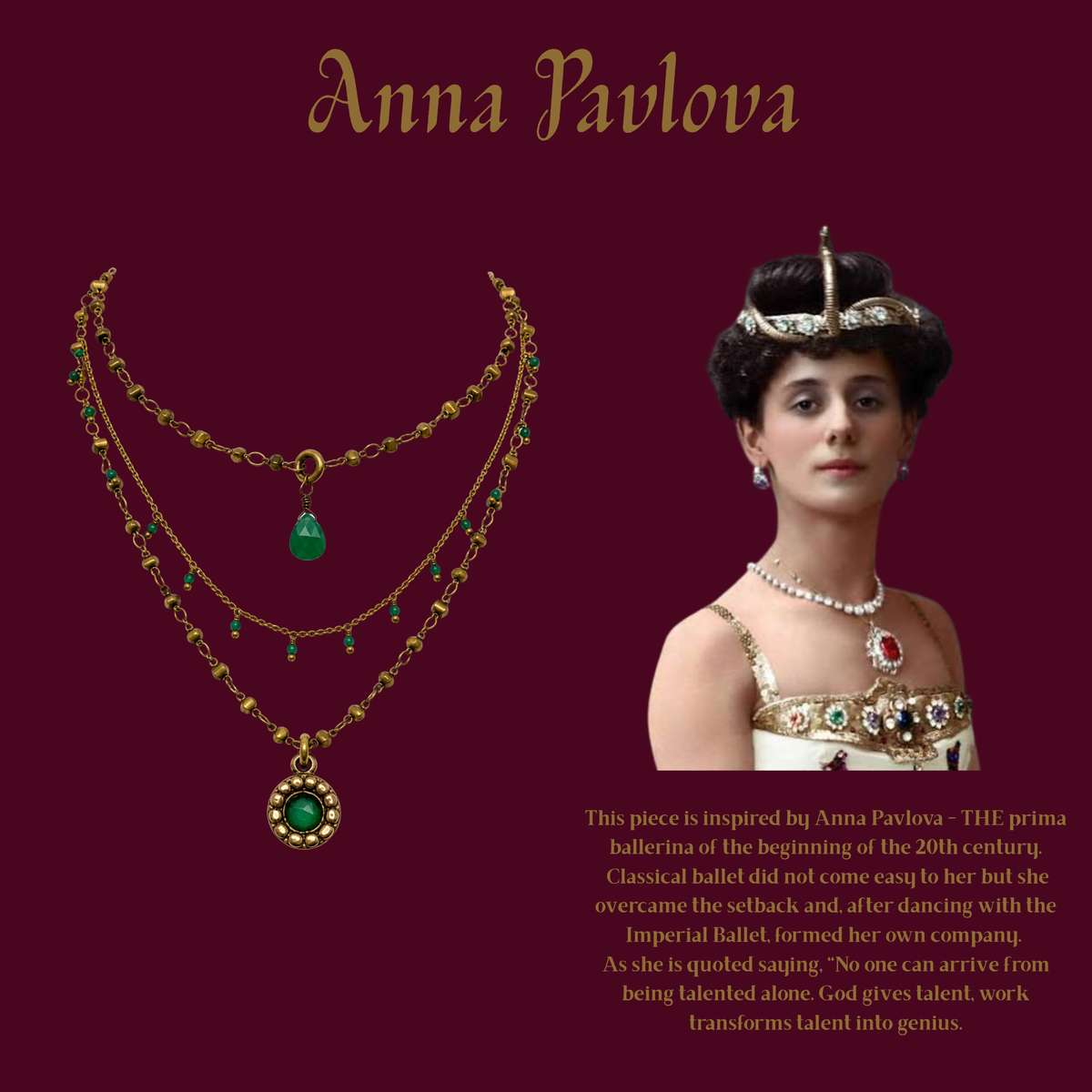 Delicate triple-layered pendant drop necklace with beaded and brass rosary chains by Lock and Key, featuring intricate layered design.