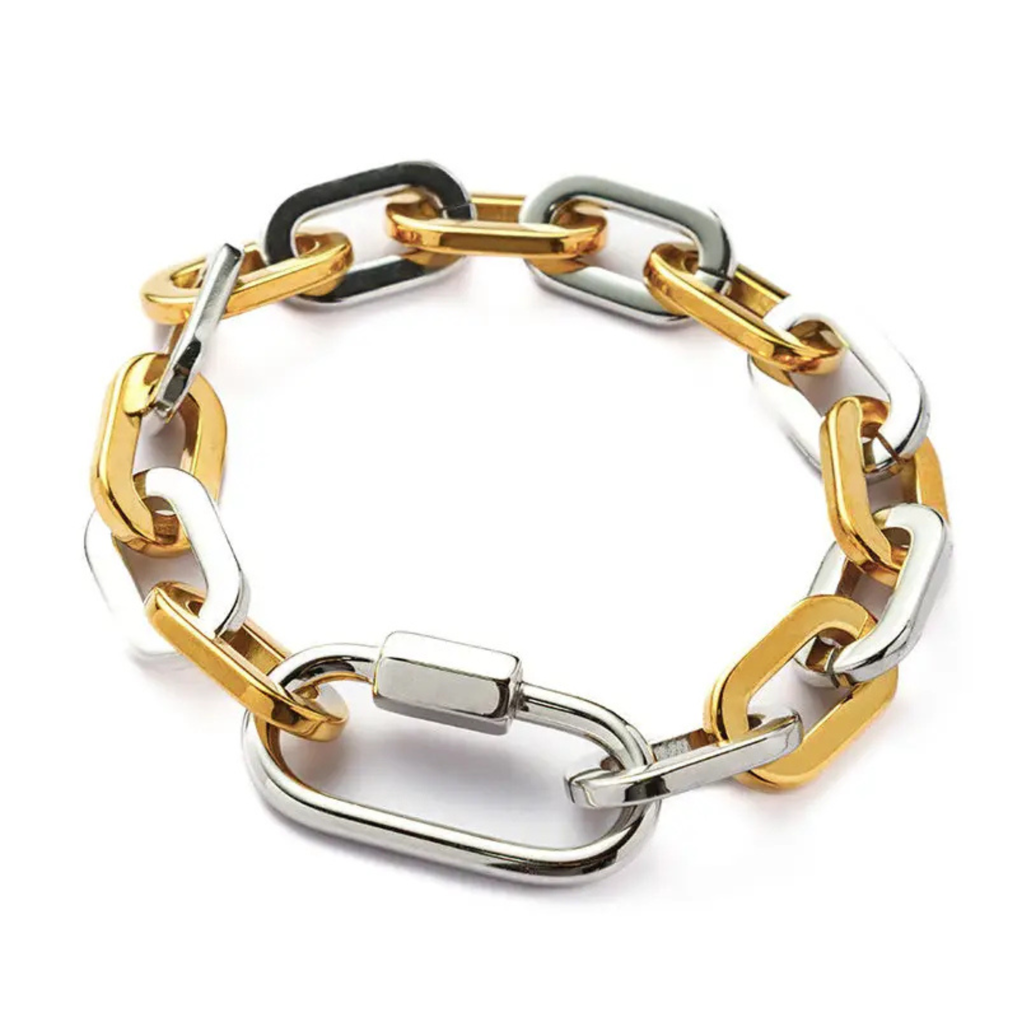 Mixed Metal Carabiner Bracelet