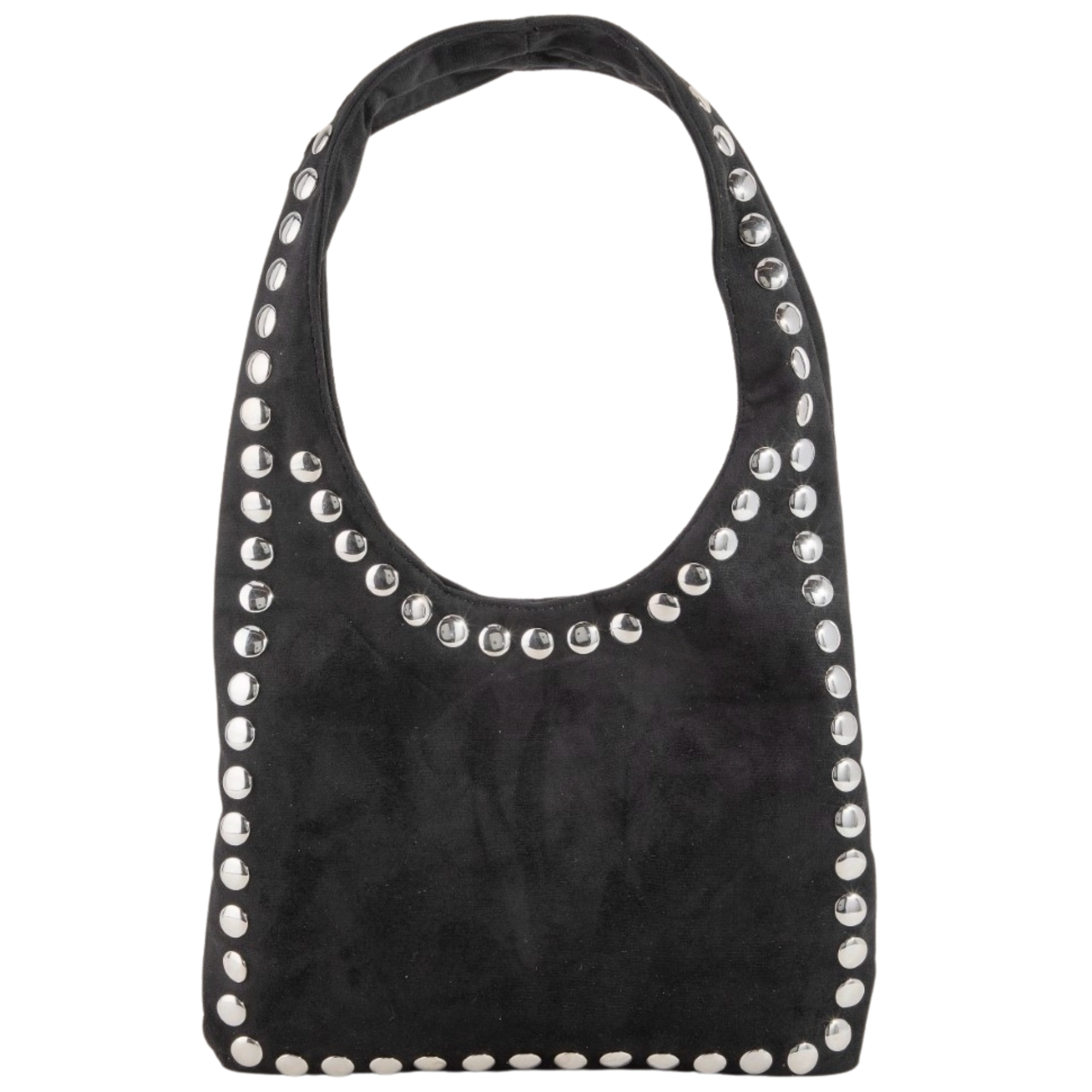 Grommet Border Studded Suede Shoulder Bag