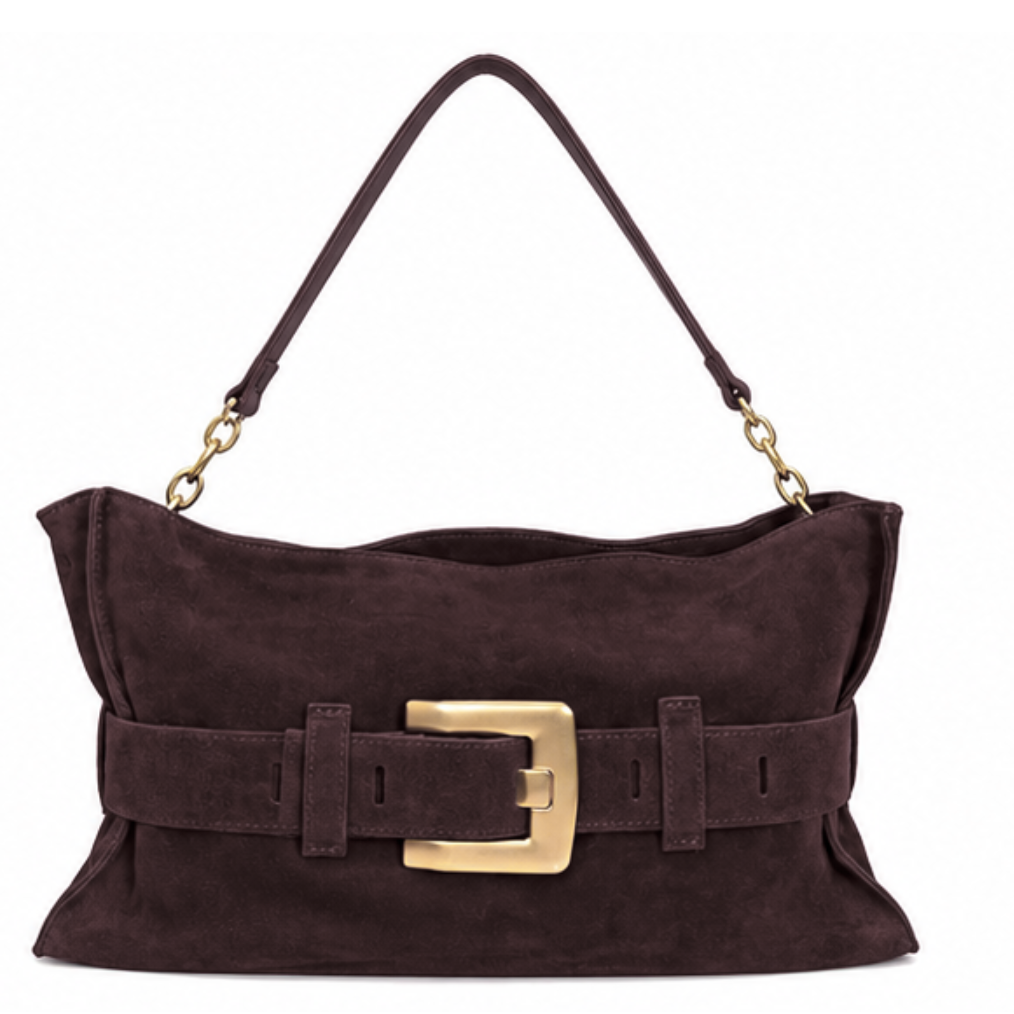 Suede Belted Shoulder Bag