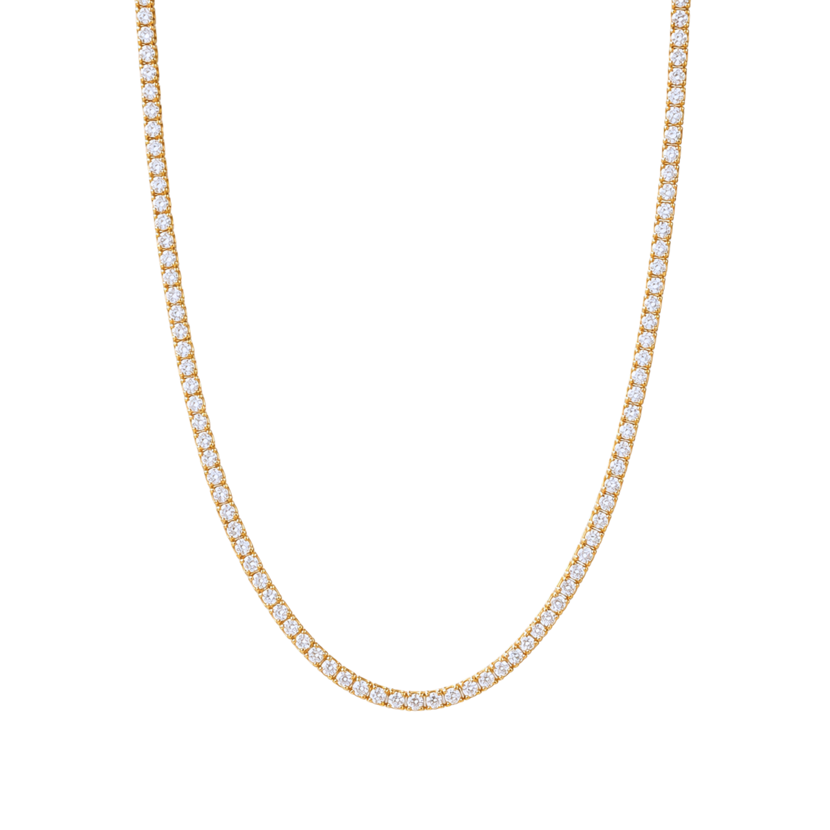 2MM 3 Prong Tennis Necklace 16"