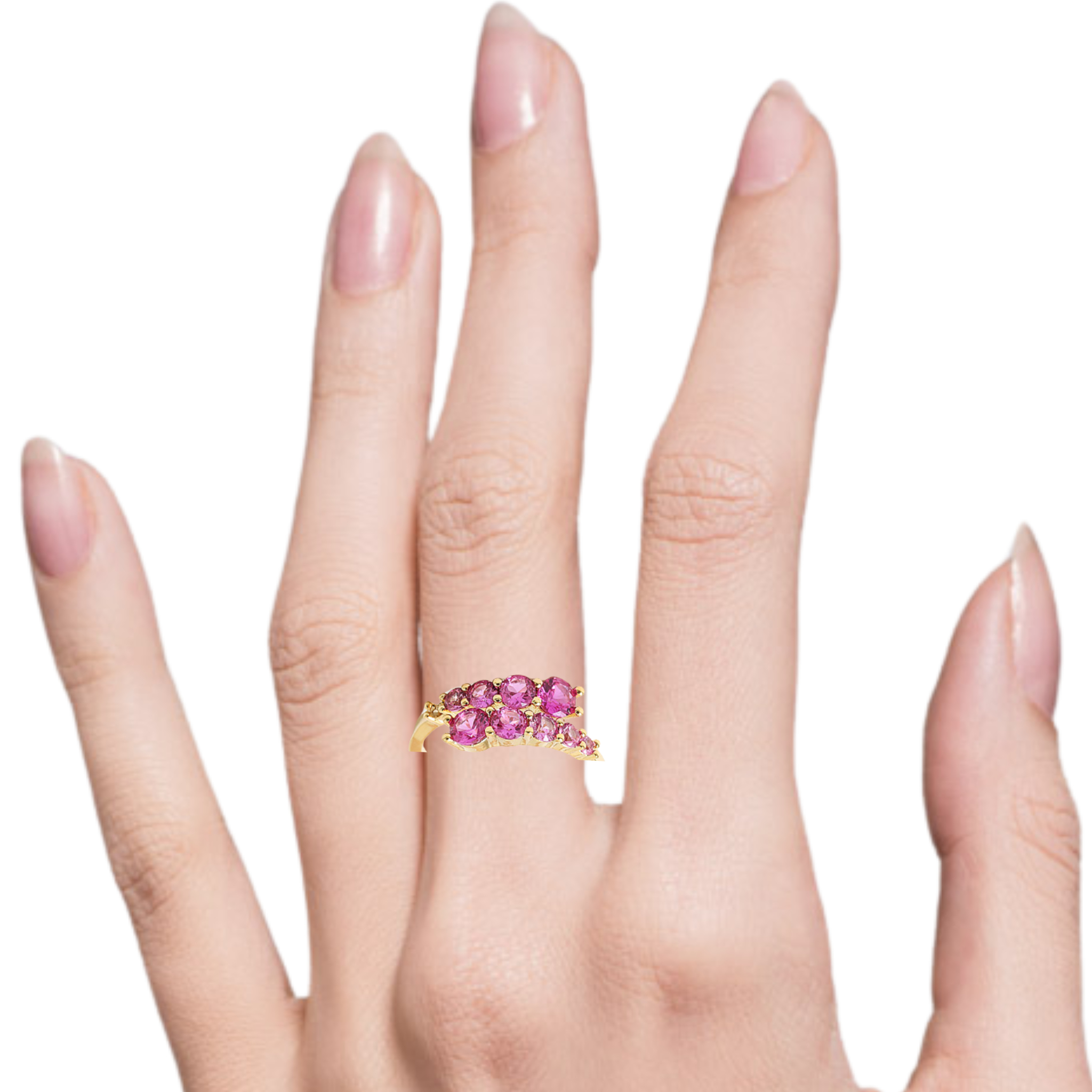 Bejeweled adjustable CZ ring featuring a sparkling design and intricate detailing, perfect for elegant fashion statements.