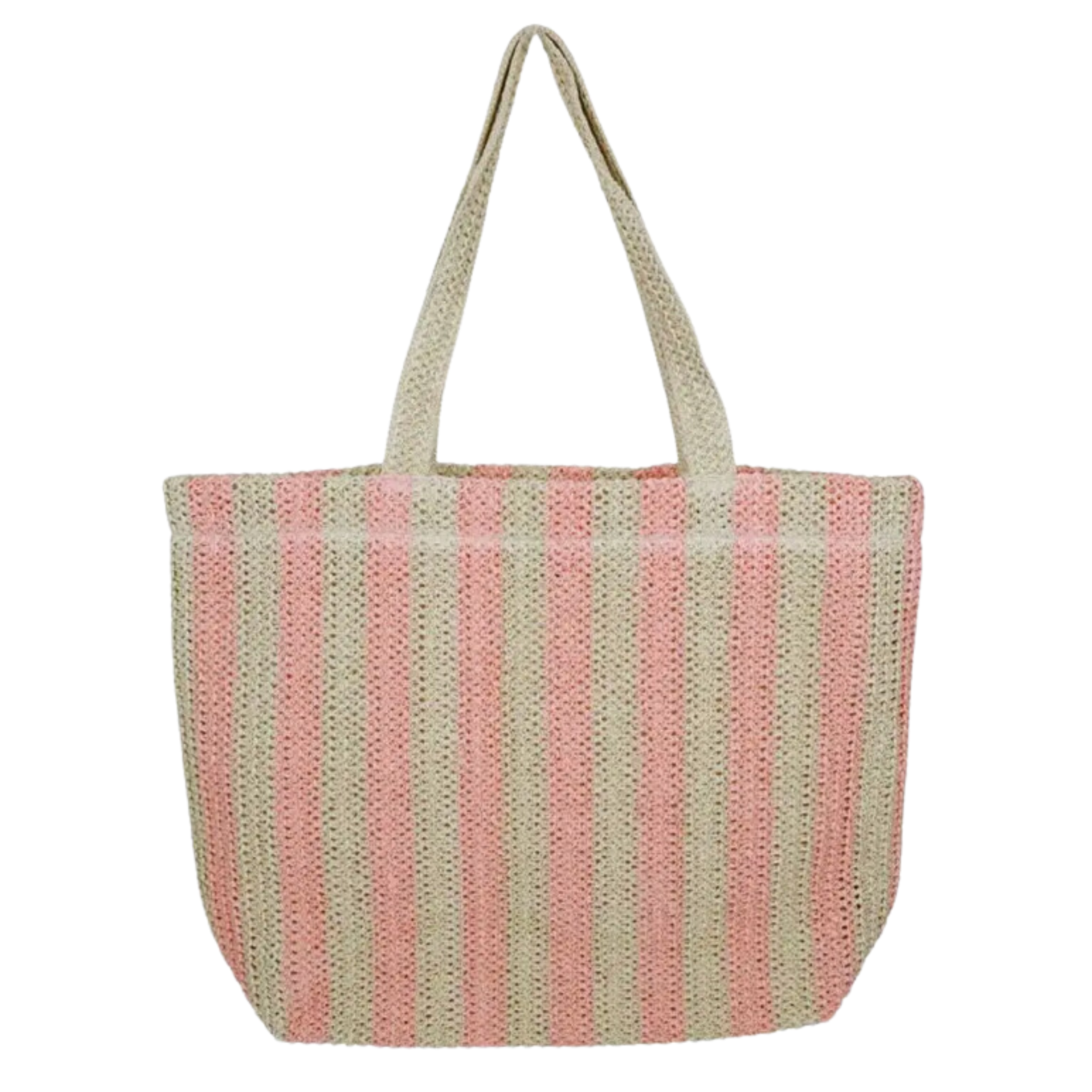Striped Color Straw Crochet Tote Bag - Let's Bag It