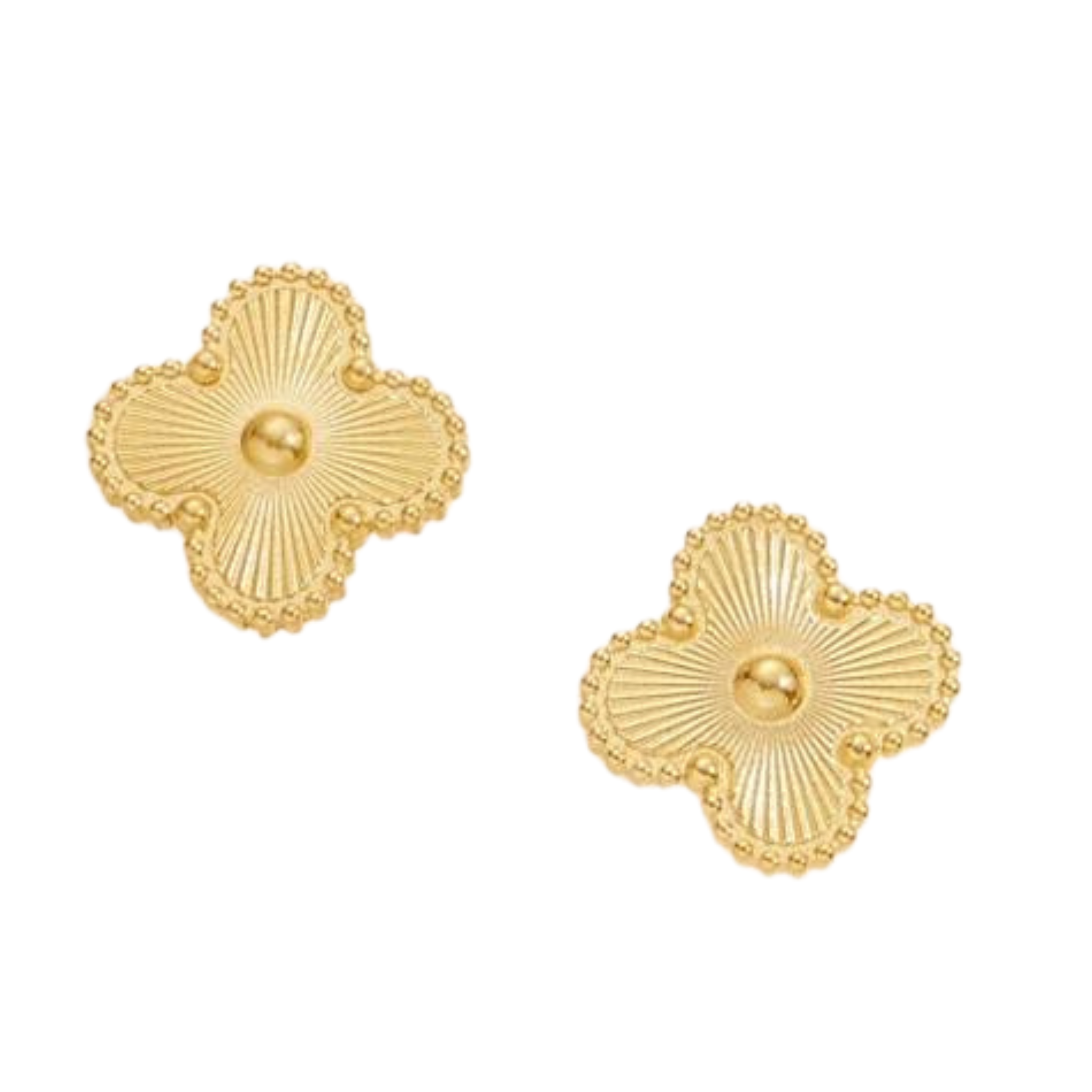 Clover gold dip stainless steel stud earrings with a vintage design and elegant finish, perfect for everyday wear.