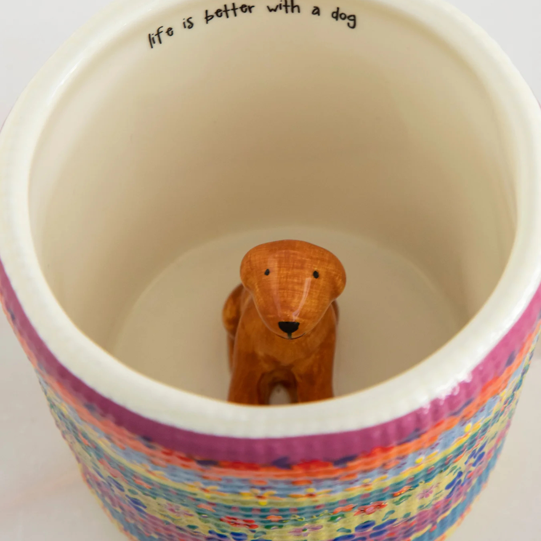 Natural Life Peek-A-Boo Dog Coffee Mug featuring a playful dog design on a ceramic mug.