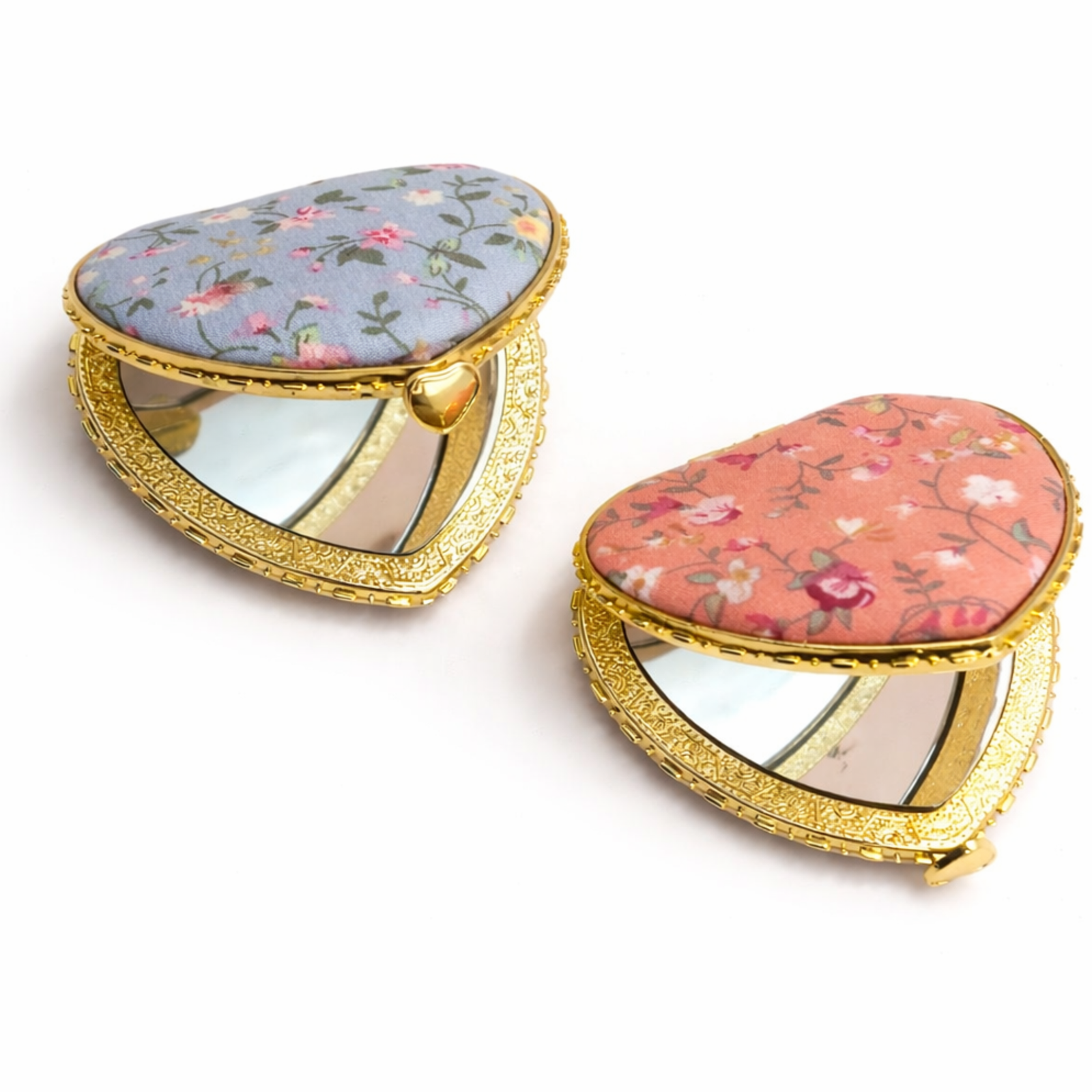 TRAVEL POCKET COMPACT HANDHELD FLORAL MIRROR