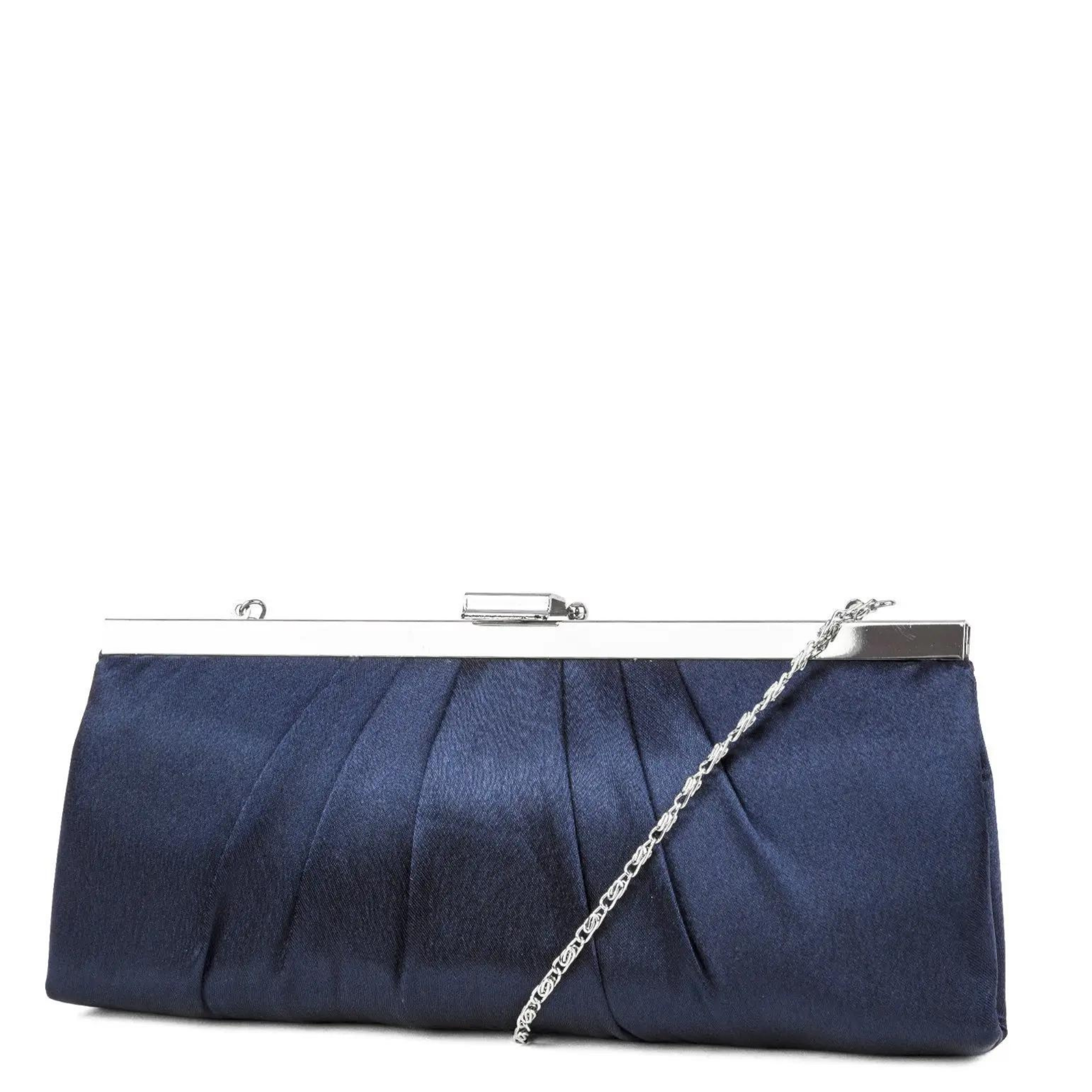 Jessica McClintock Blaire framed satin evening clutch in elegant design with a chic clasp and soft fabric finish.