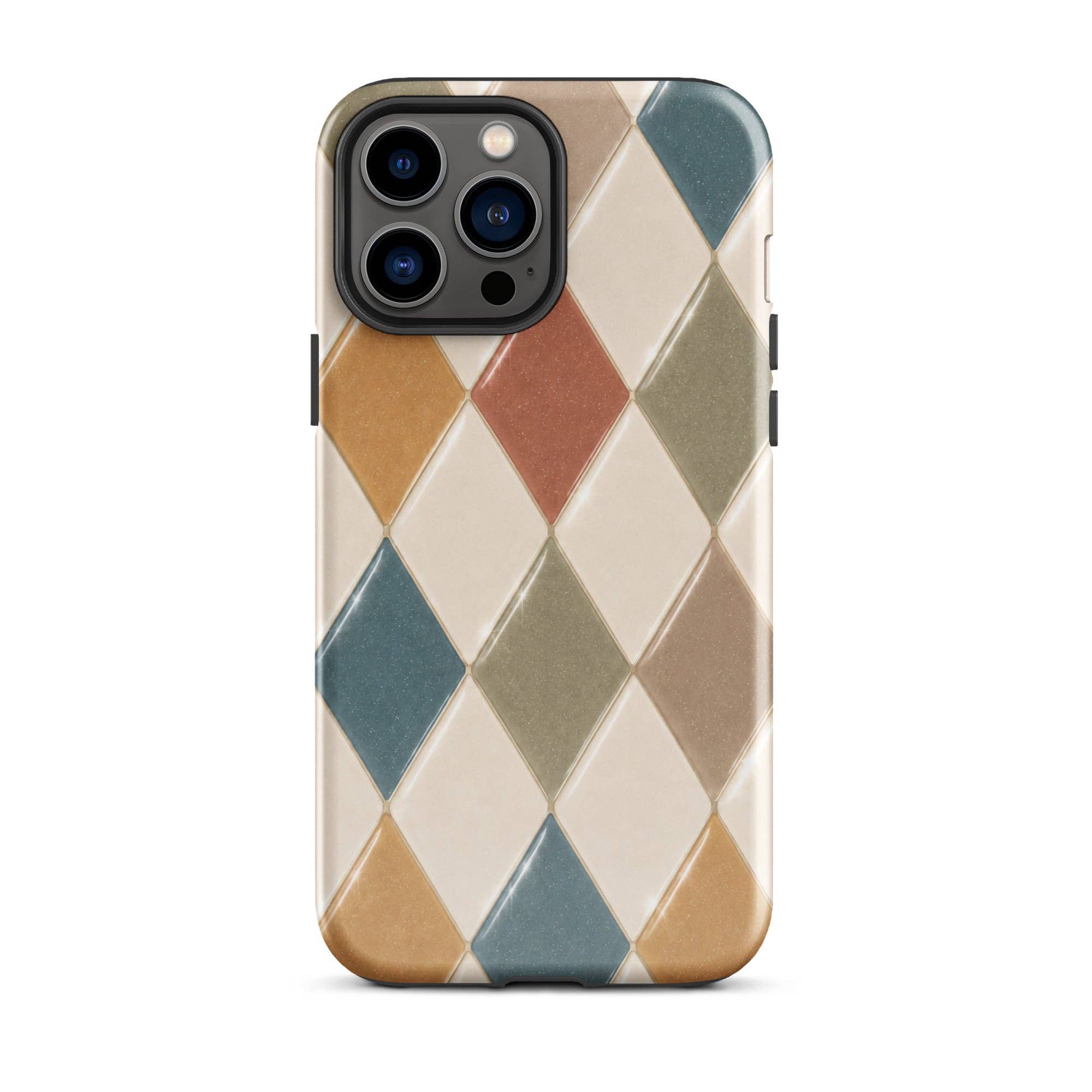 Green Tan Turquoise Argyle iPhone Case