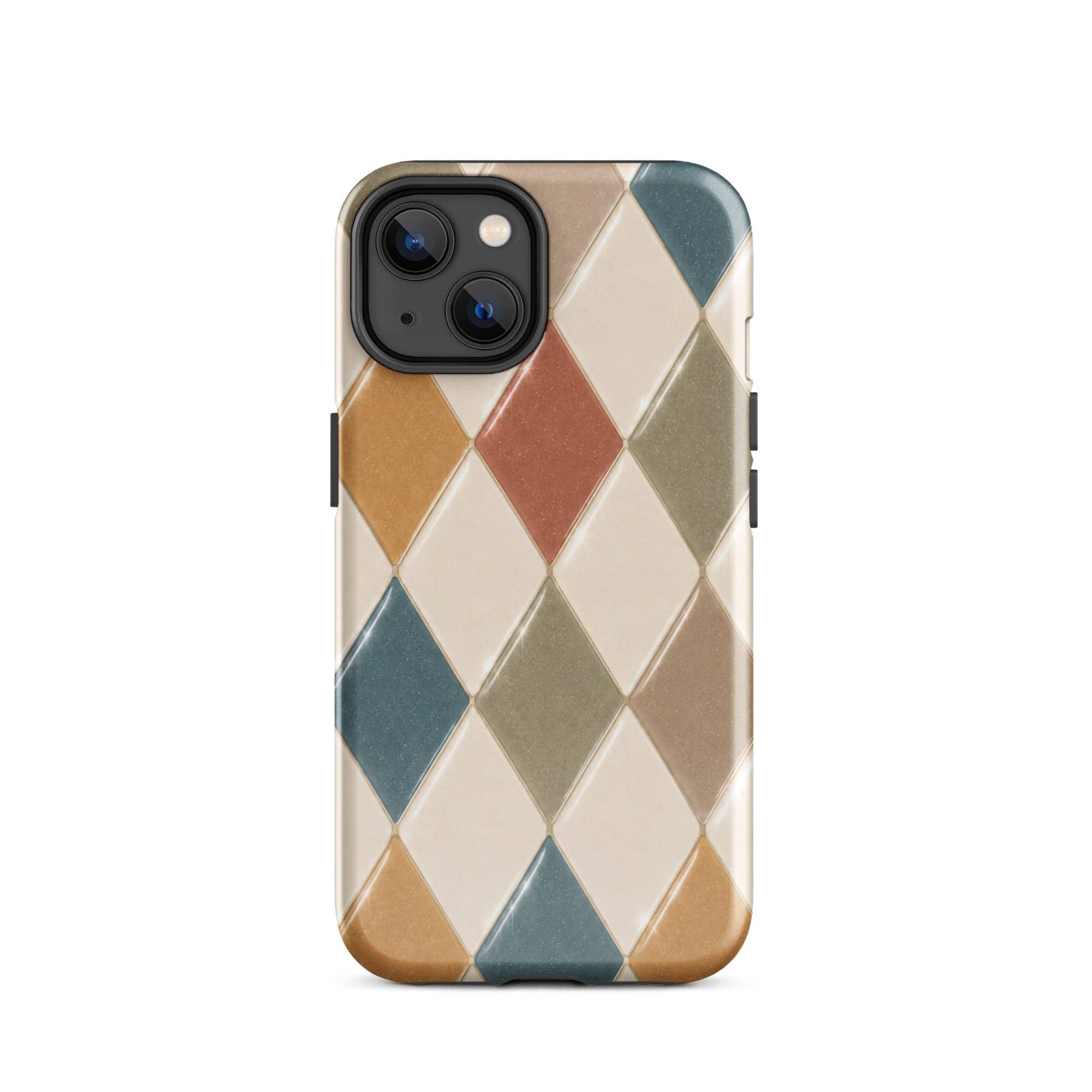 Green Tan Turquoise Argyle iPhone Case