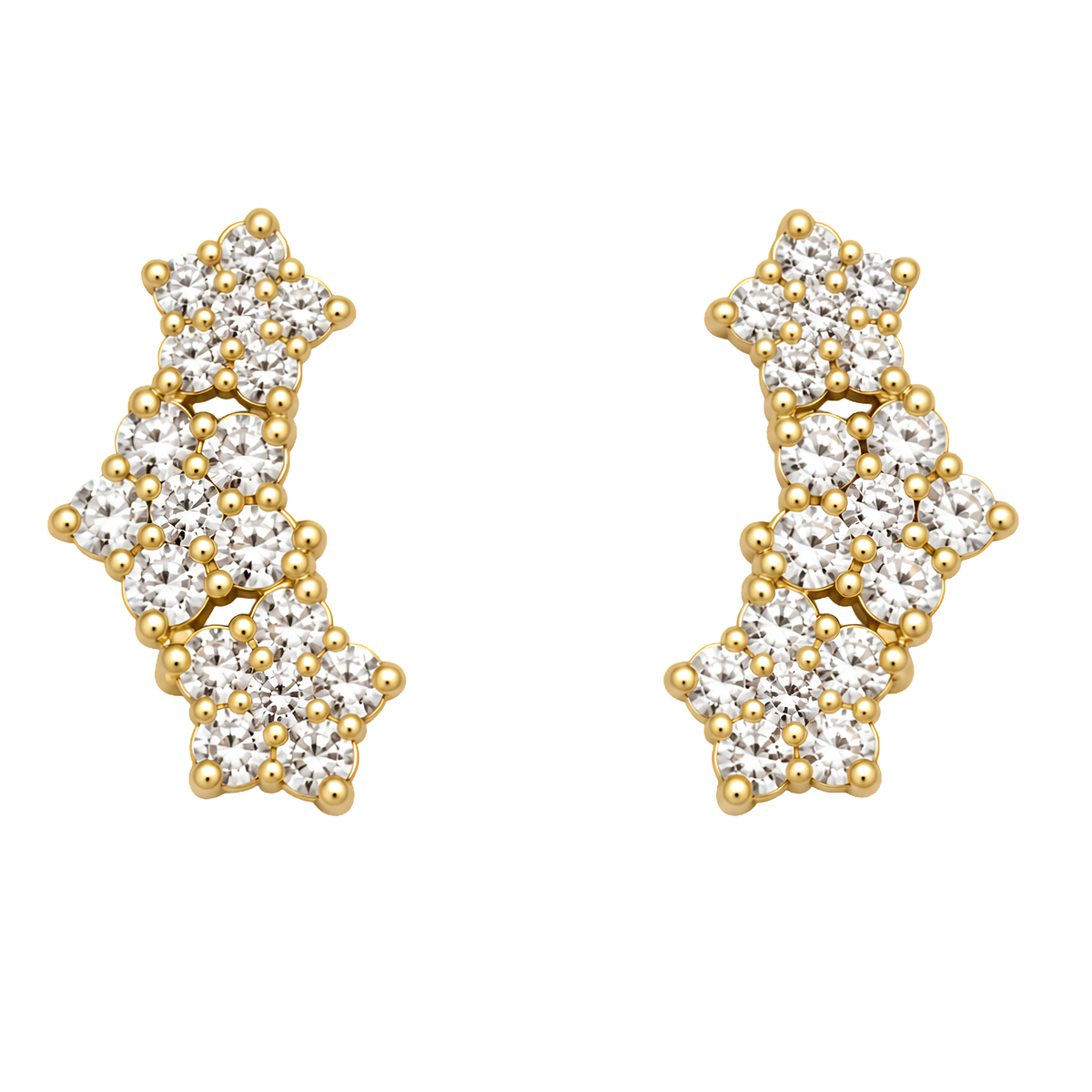 Private label star ear climbers earrings with delicate star-shaped design, perfect for stylish ear jewelry.