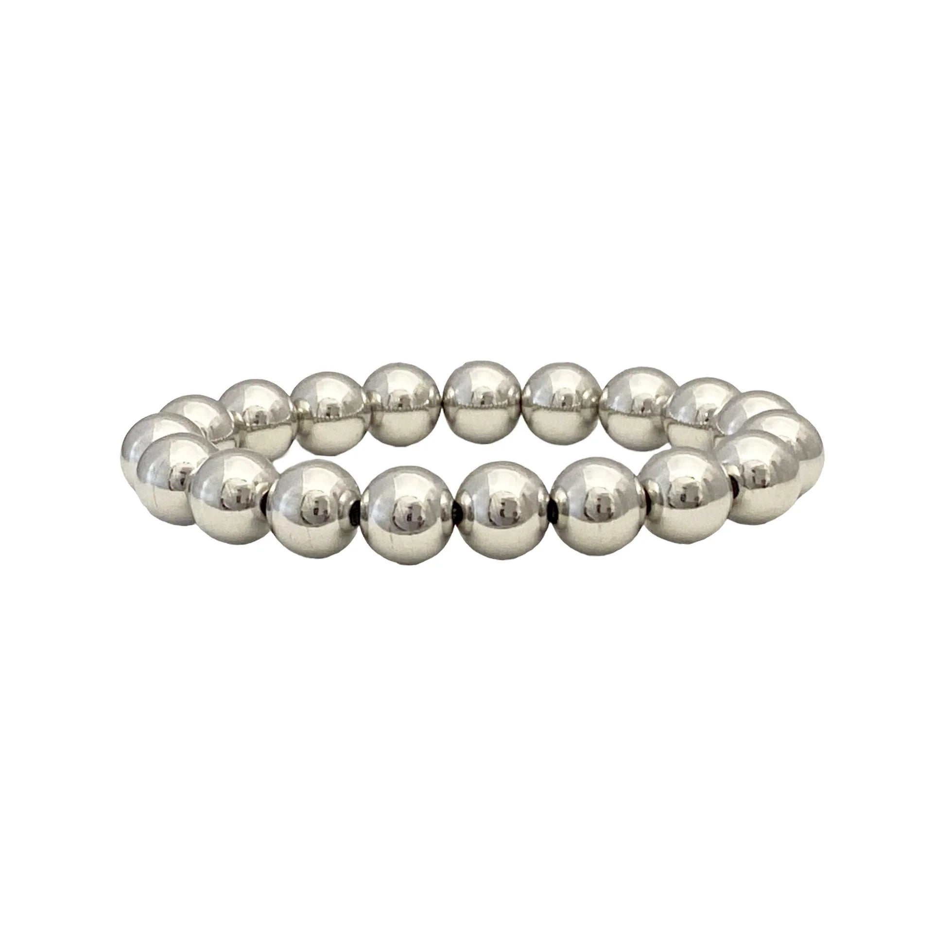 Classic beaded stretch bracelet by Love Lisa, featuring 10mm silver beads in a simple, elegant design.