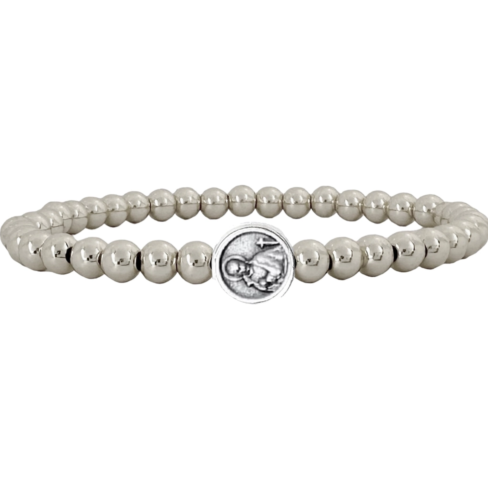 Beaded bracelet featuring St. Gerard charm by Love Lisa, showcasing intricate beads and a vibrant design.