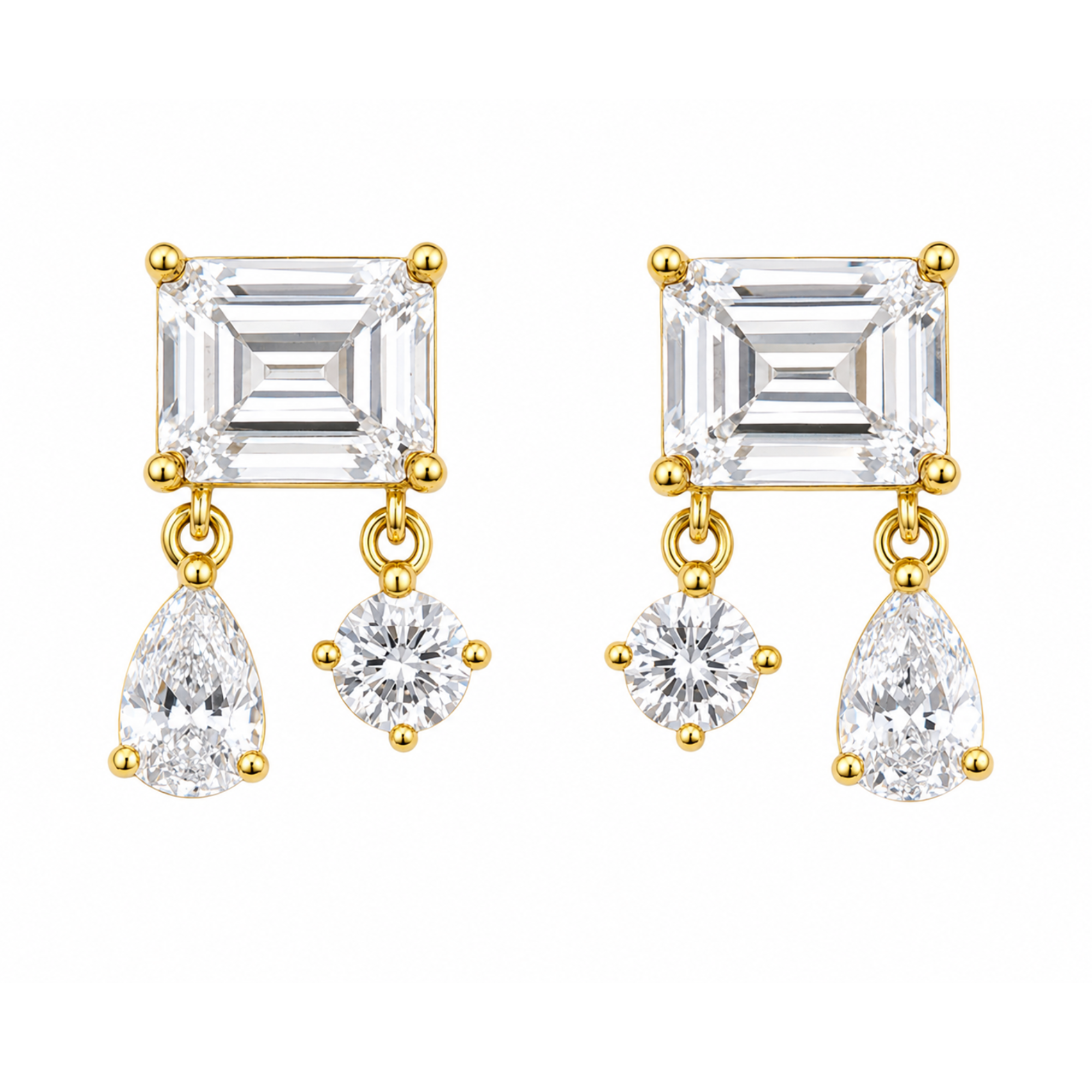 Double Droplet CZ Stud Earring