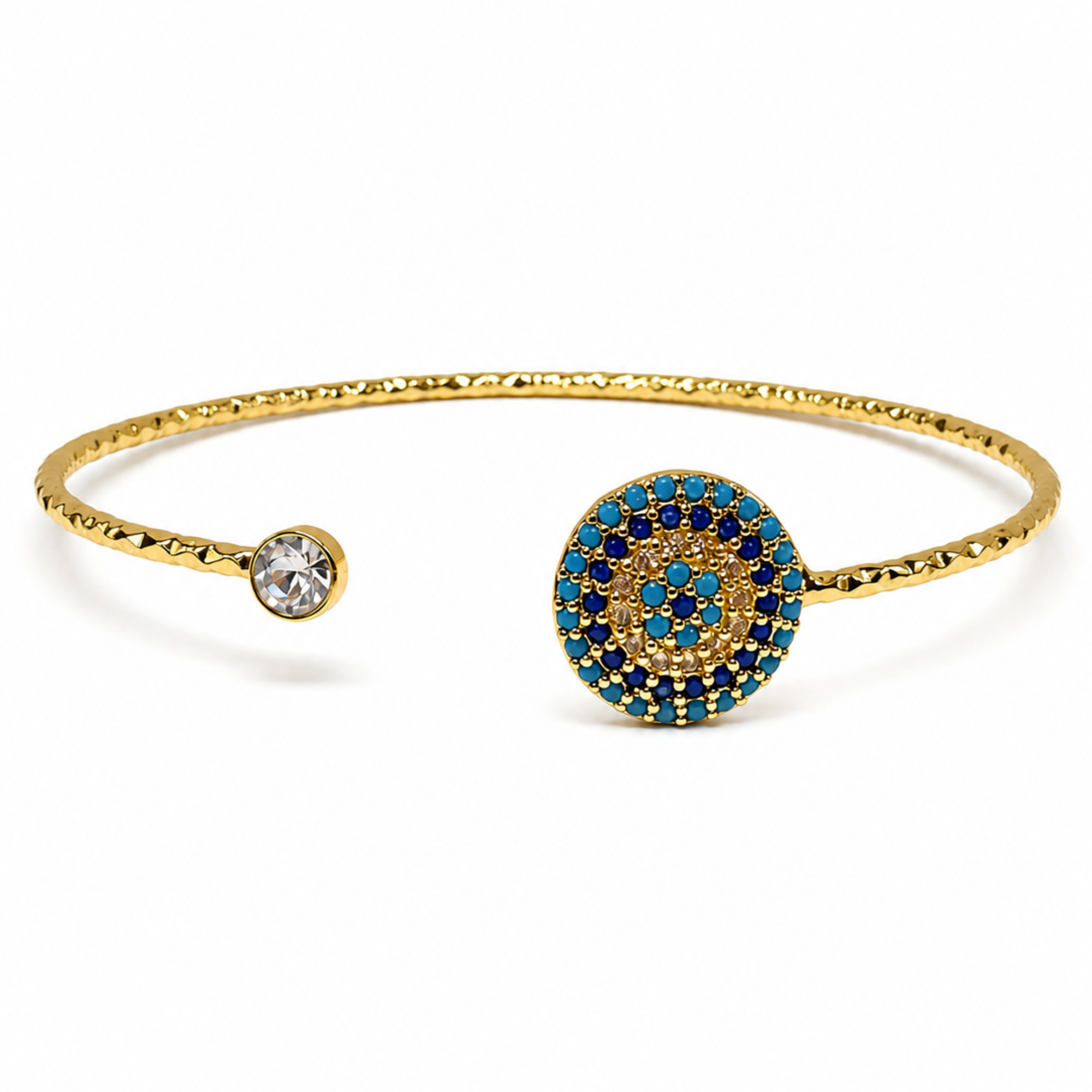 Evil Eye Open Cuff Bracelet with Crystal Accent