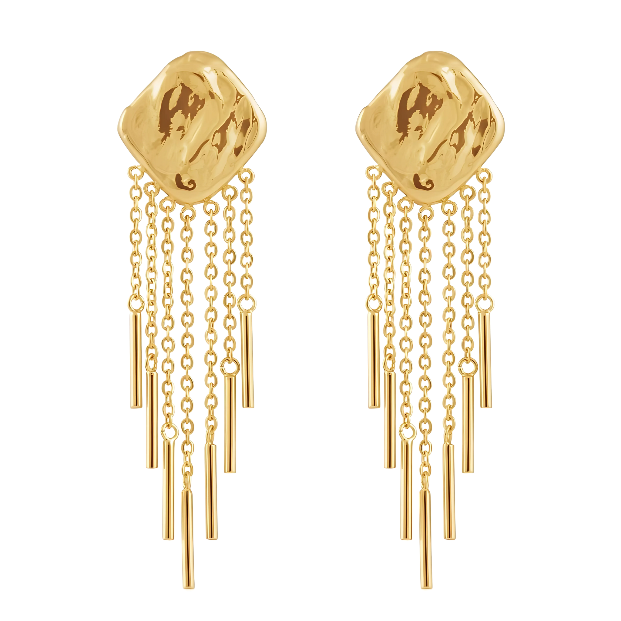 Marisol Drop Earring by Sahira Jewelry Design featuring elegant, gold-tone drop earrings with intricate detailing.