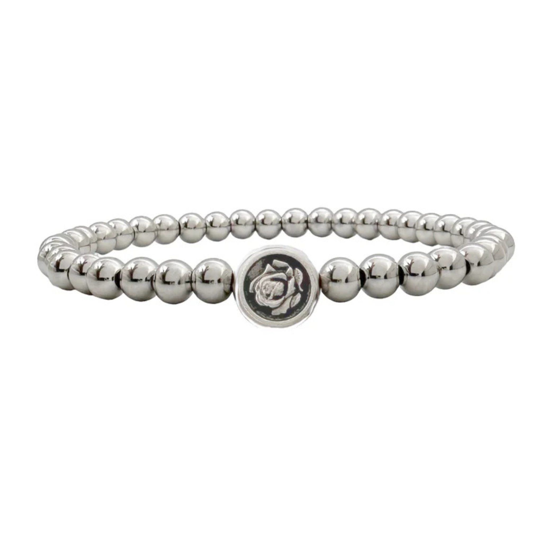 Beaded bracelet featuring Saint Therese, designed by love lisa, showcasing colorful beads and a delicate charm.