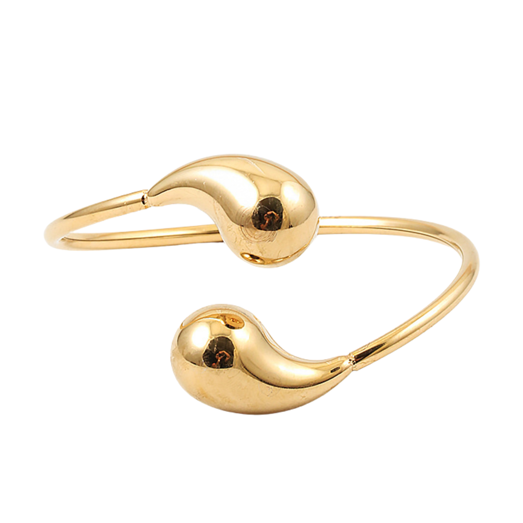 Teardrop minimalist cuff bracelet in sleek metal design, showcasing a modern and elegant style.