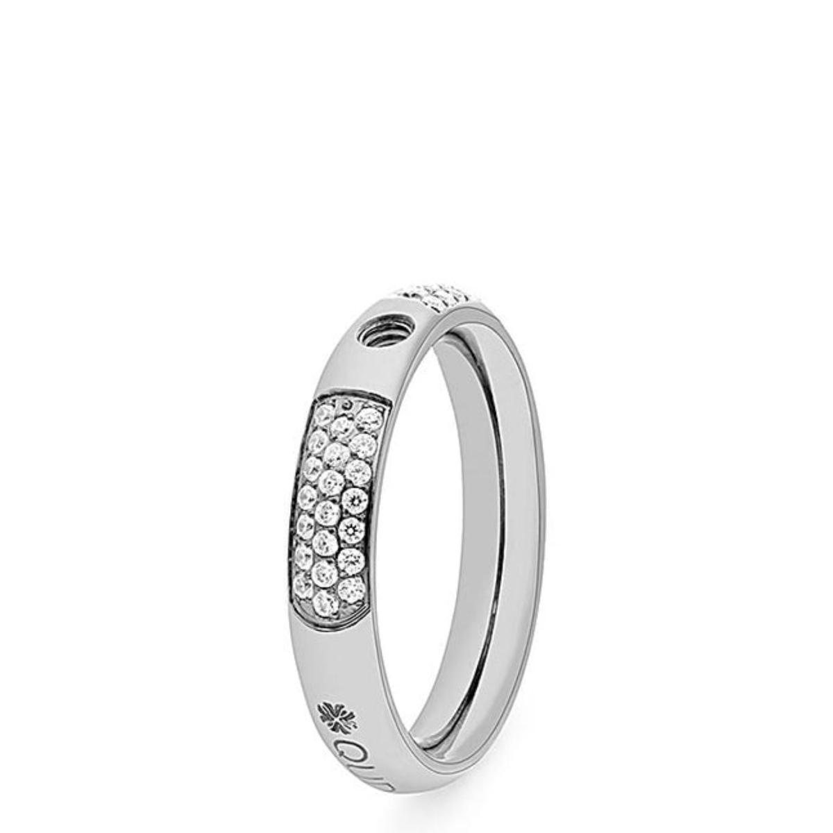 QUDO Interchangeable Basic Ring Small Deluxe with smooth silver band and adjustable design, showcasing modern jewelry style.
