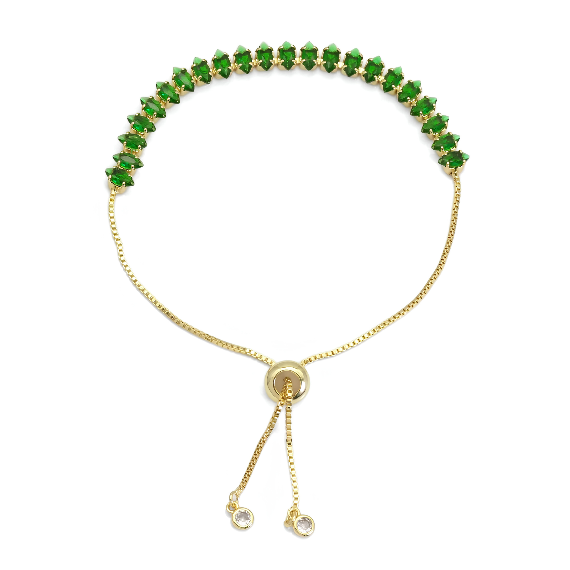 Eye Shape CZ Gold-Filled Link & Chain Bracelet