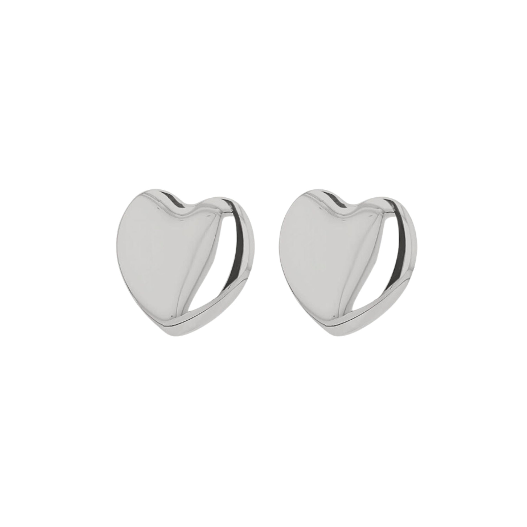 Puffed Heart Sterling Silver Studs