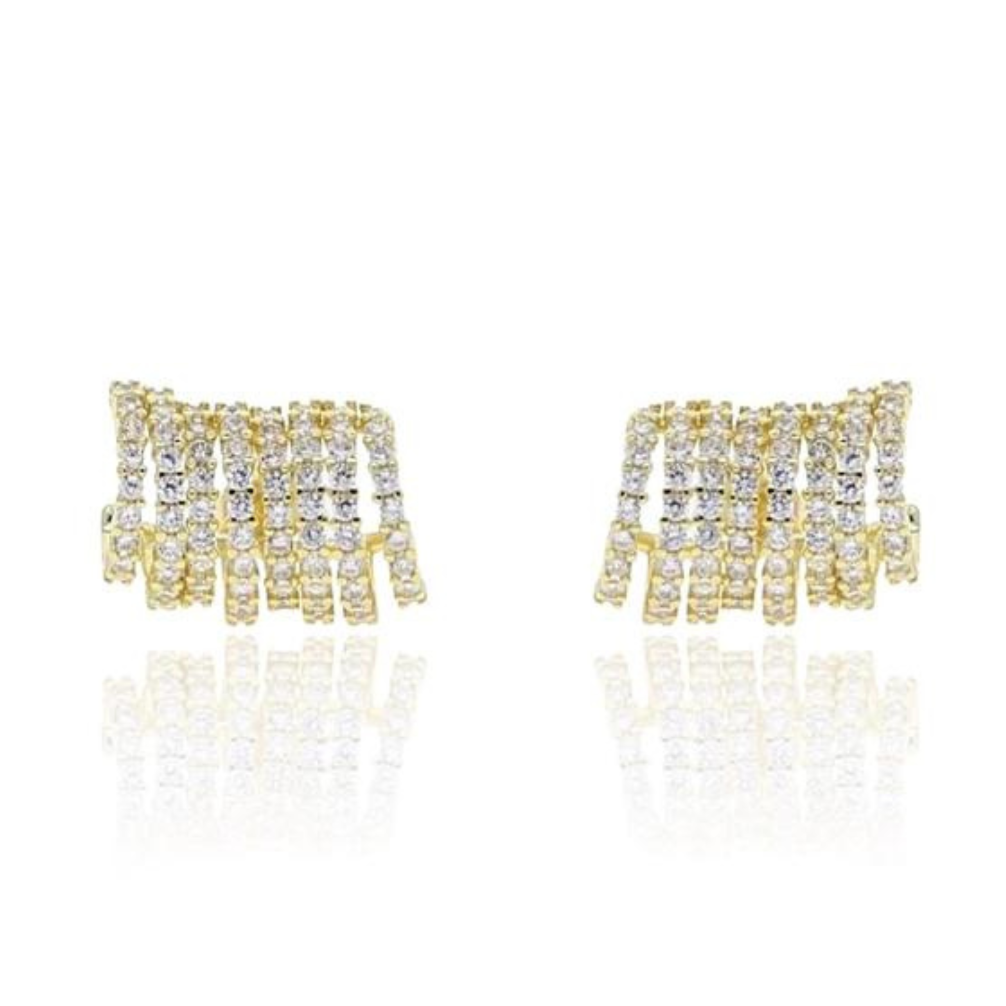 Cz Diamond Multi Row Huggies Earrings