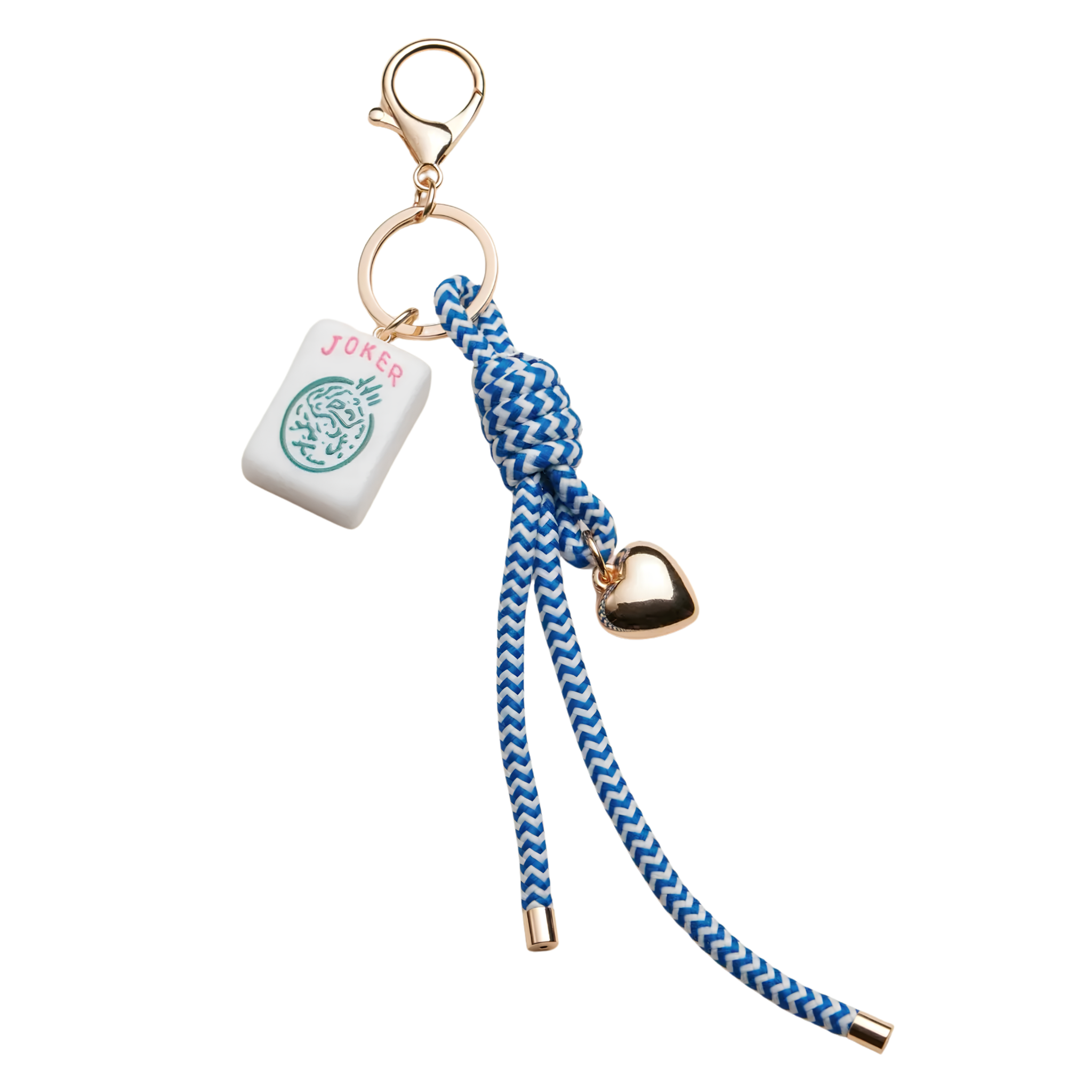 Mahjong Keychain | Heart Charm & Rope