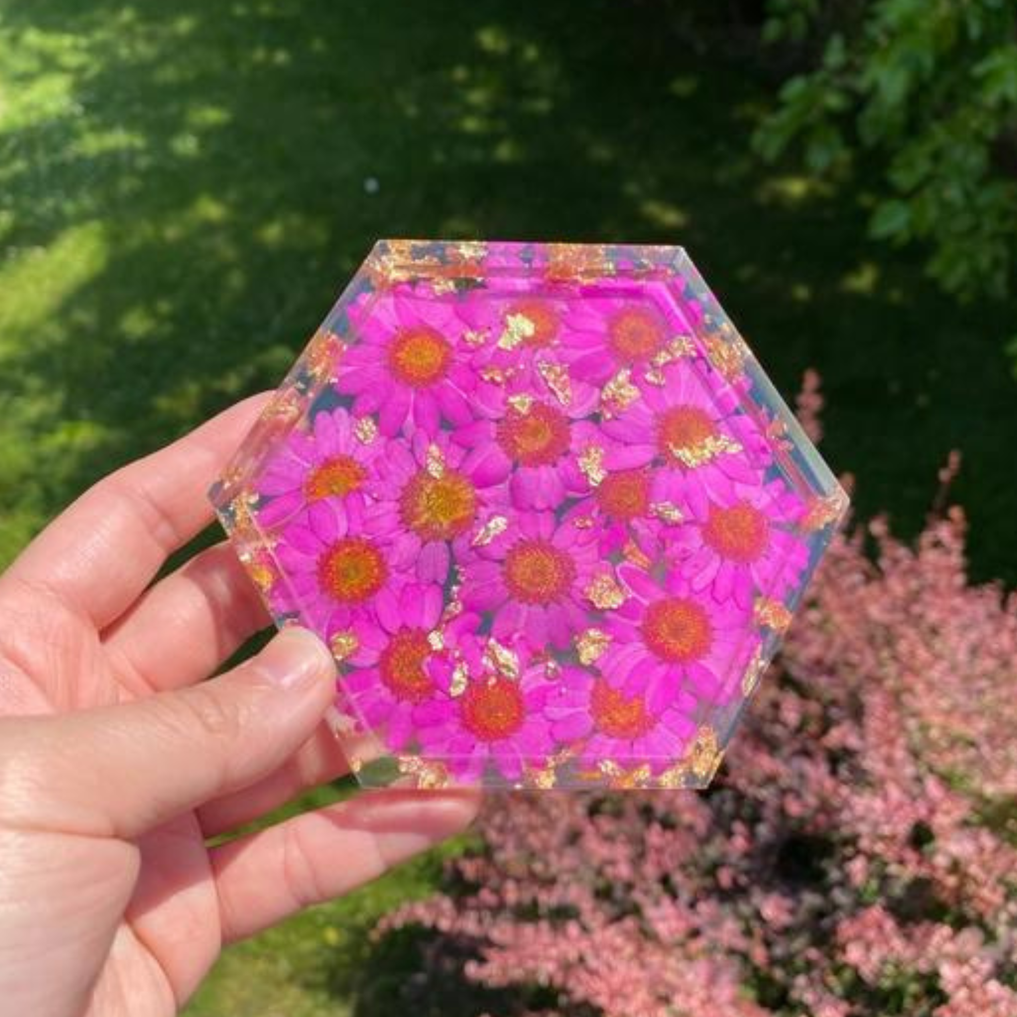 Resin Floral Coaster/ Jewelry Tray/ Soap Dish