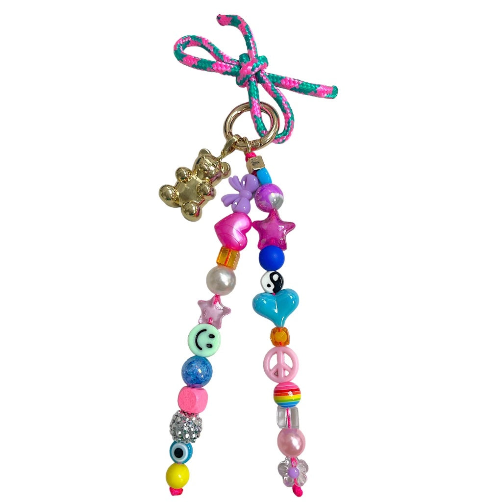 Eclectic Bungee Rope Beaded Bag Charm