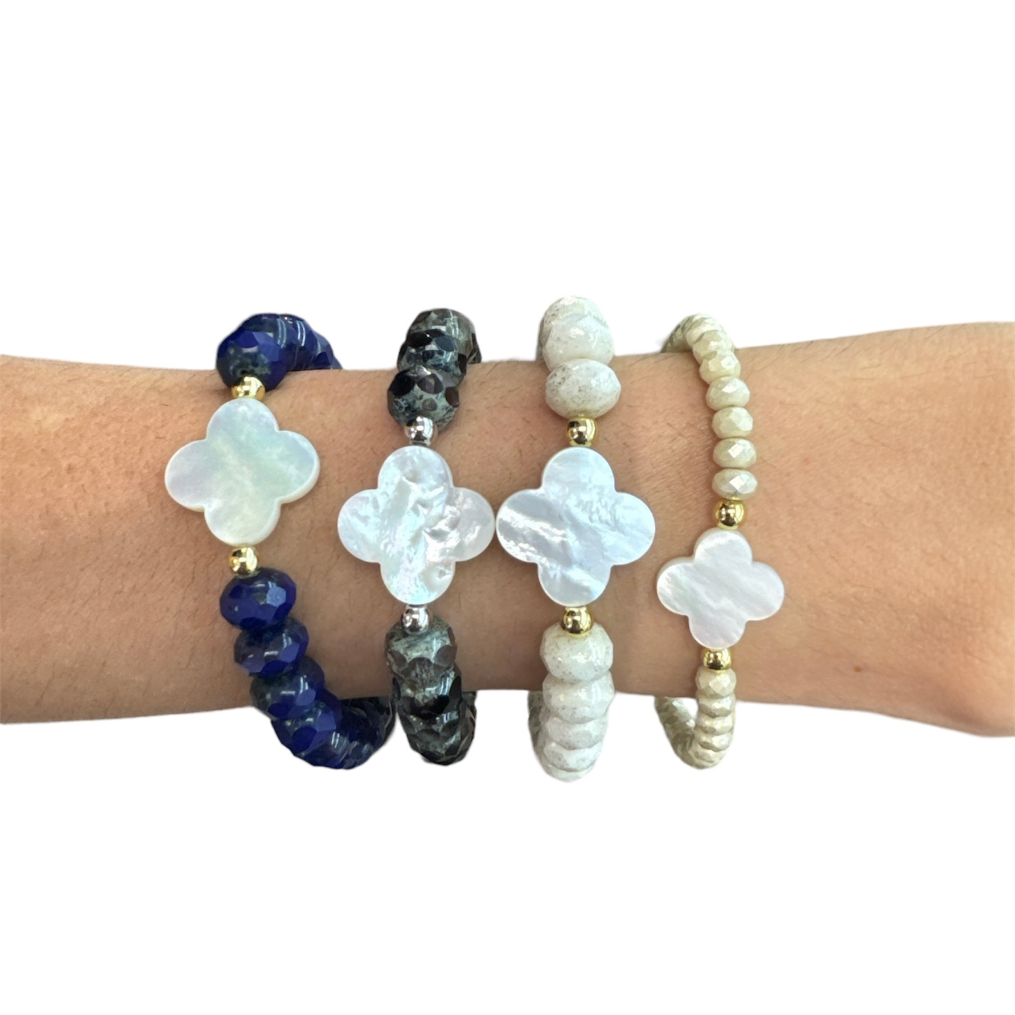 Clover beaded bracelet stack