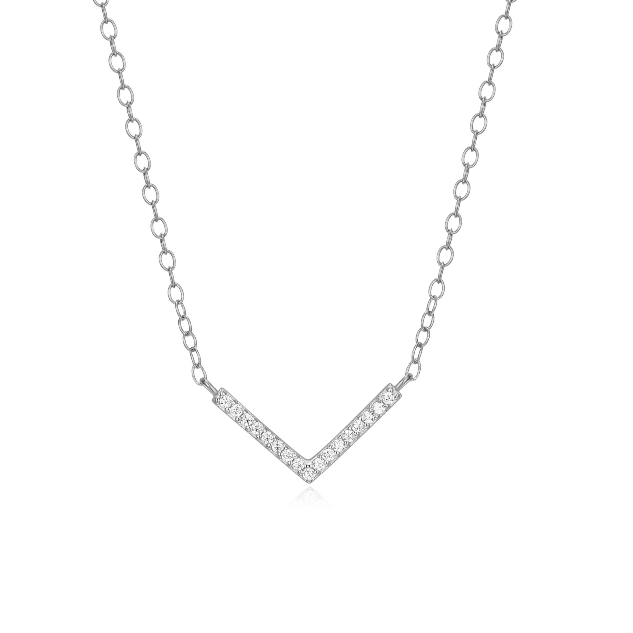 Chevron Statement Necklace in Rhodium Plated Sterling Silver - Let's Bag It 