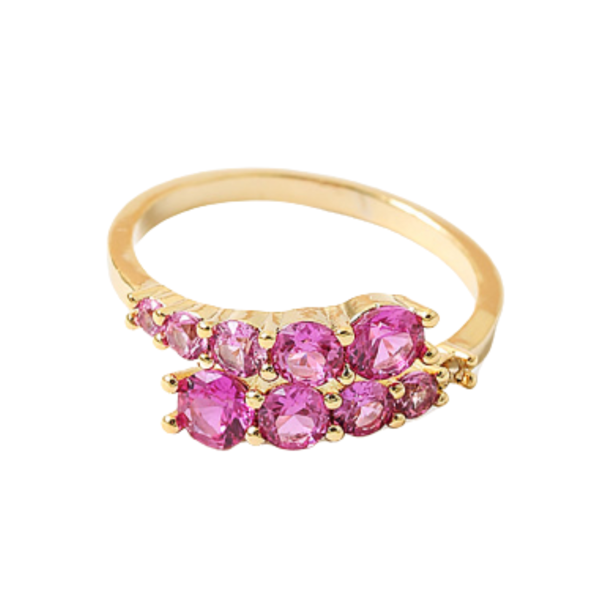 Bejeweled adjustable CZ ring with sparkling stones set in a sleek band, showcasing elegant design and craftsmanship.