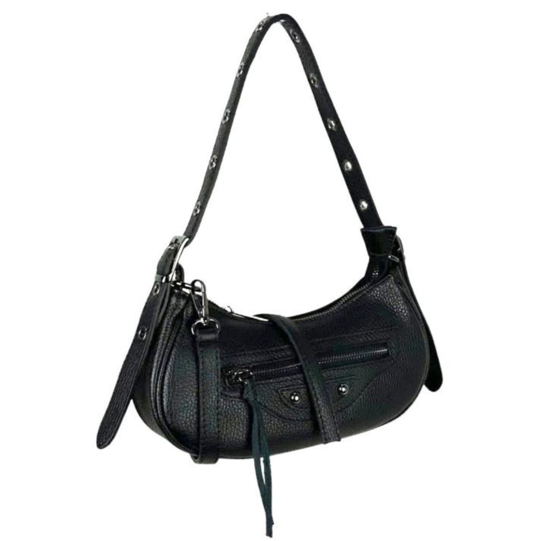 Leather Shoulder Bag with Front Pocket