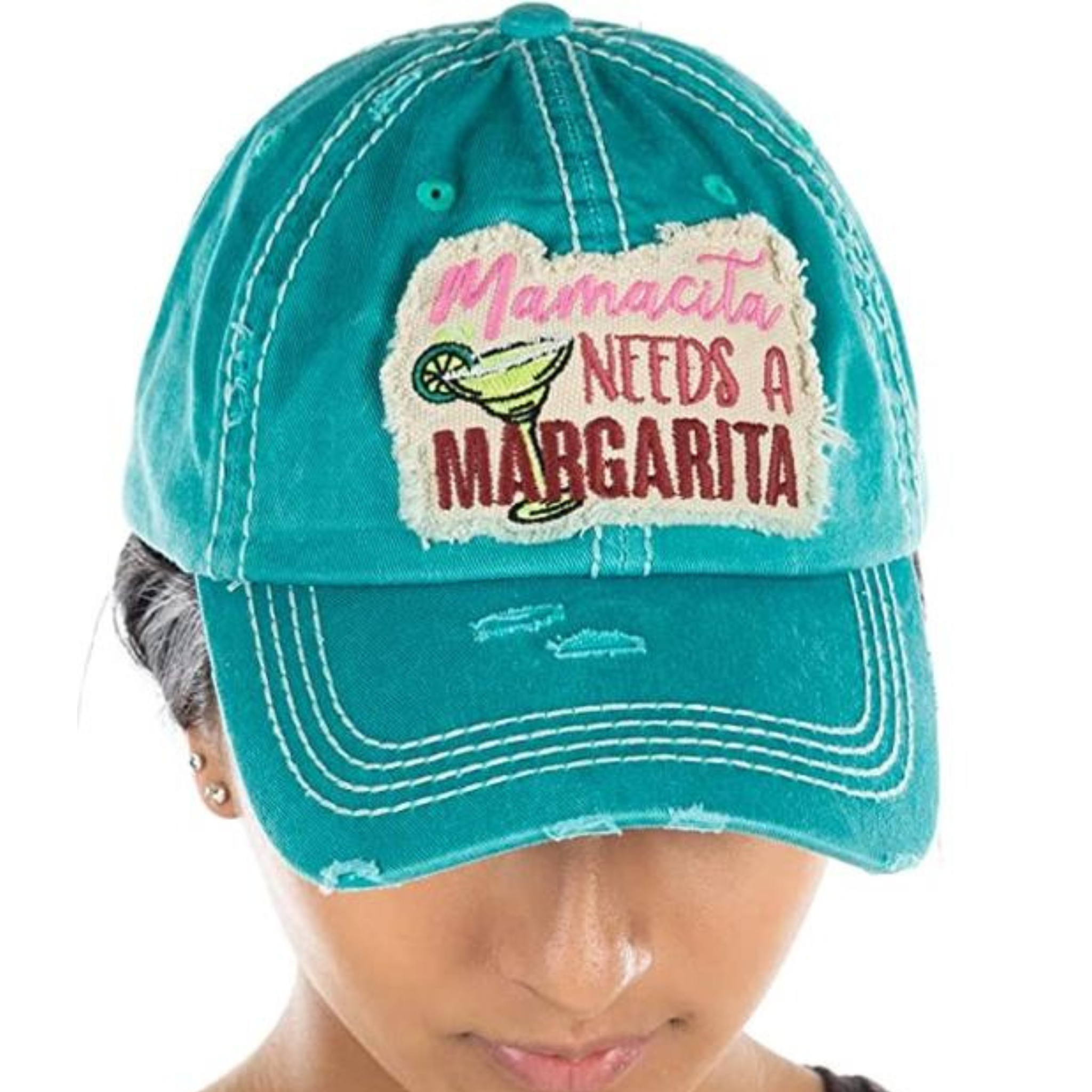 Vintage Patch Hat - Mamacita Needs A Margarita (Turquoise)