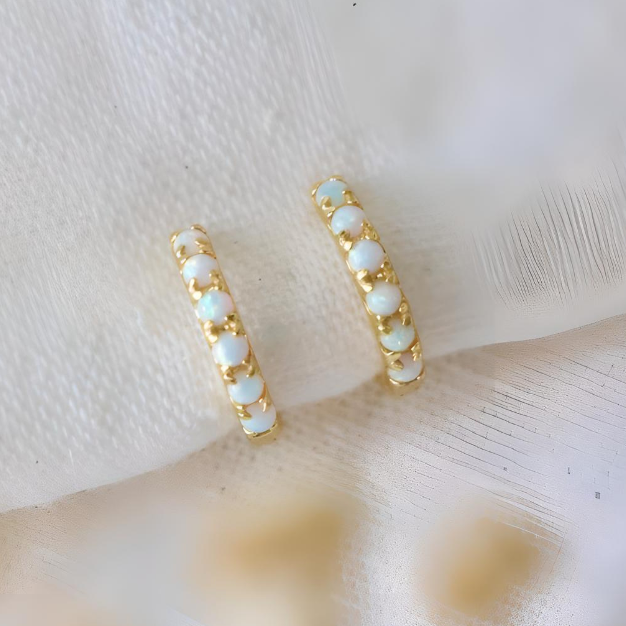 Opal Huggie Hoop Earrings - 10mm - Hypoallergenic