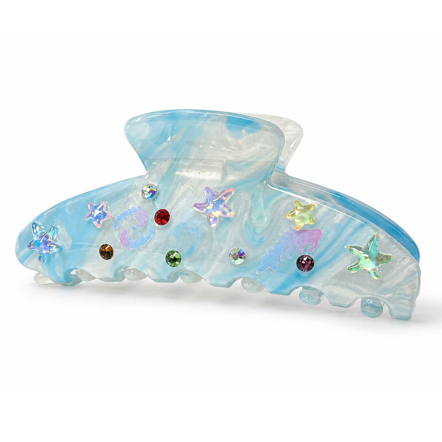 Private label Under The Sea hair clip featuring seashell and bubble designs, perfect for adding ocean-inspired charm to hair.