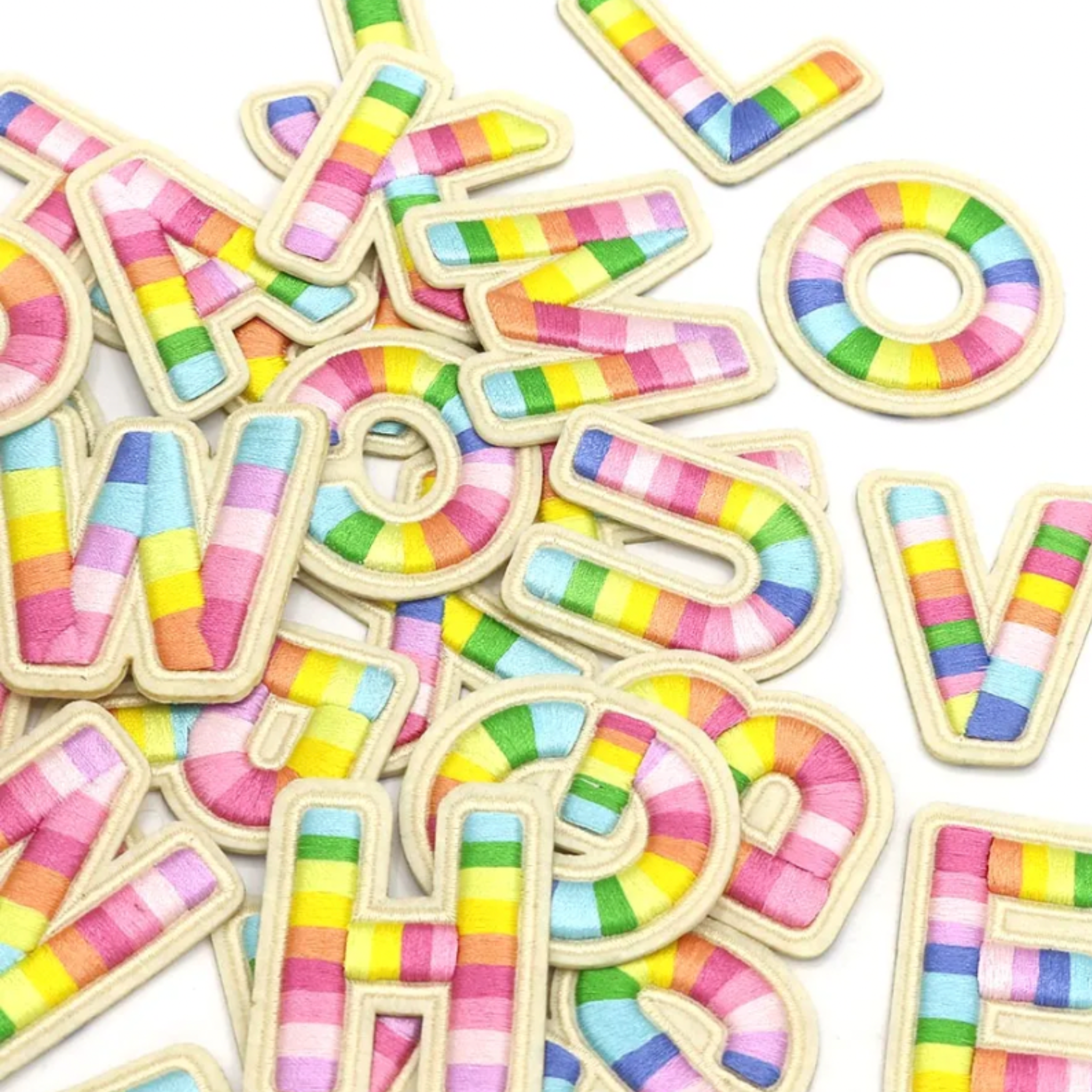 Rainbow Stripe Initial Sticker Patches