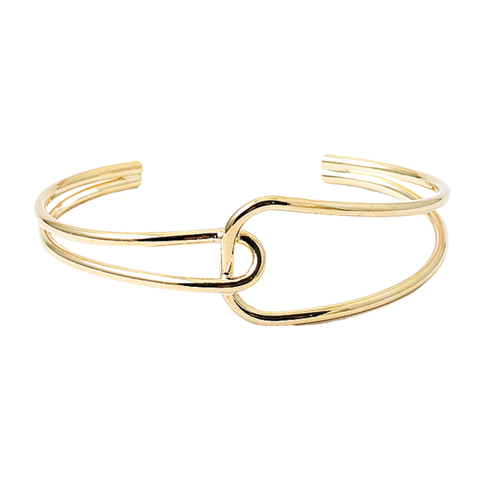 Private label Basic Knot Bangle bracelet with a simple knot design in silver-tone metal, close-up view of the stylish accessory.