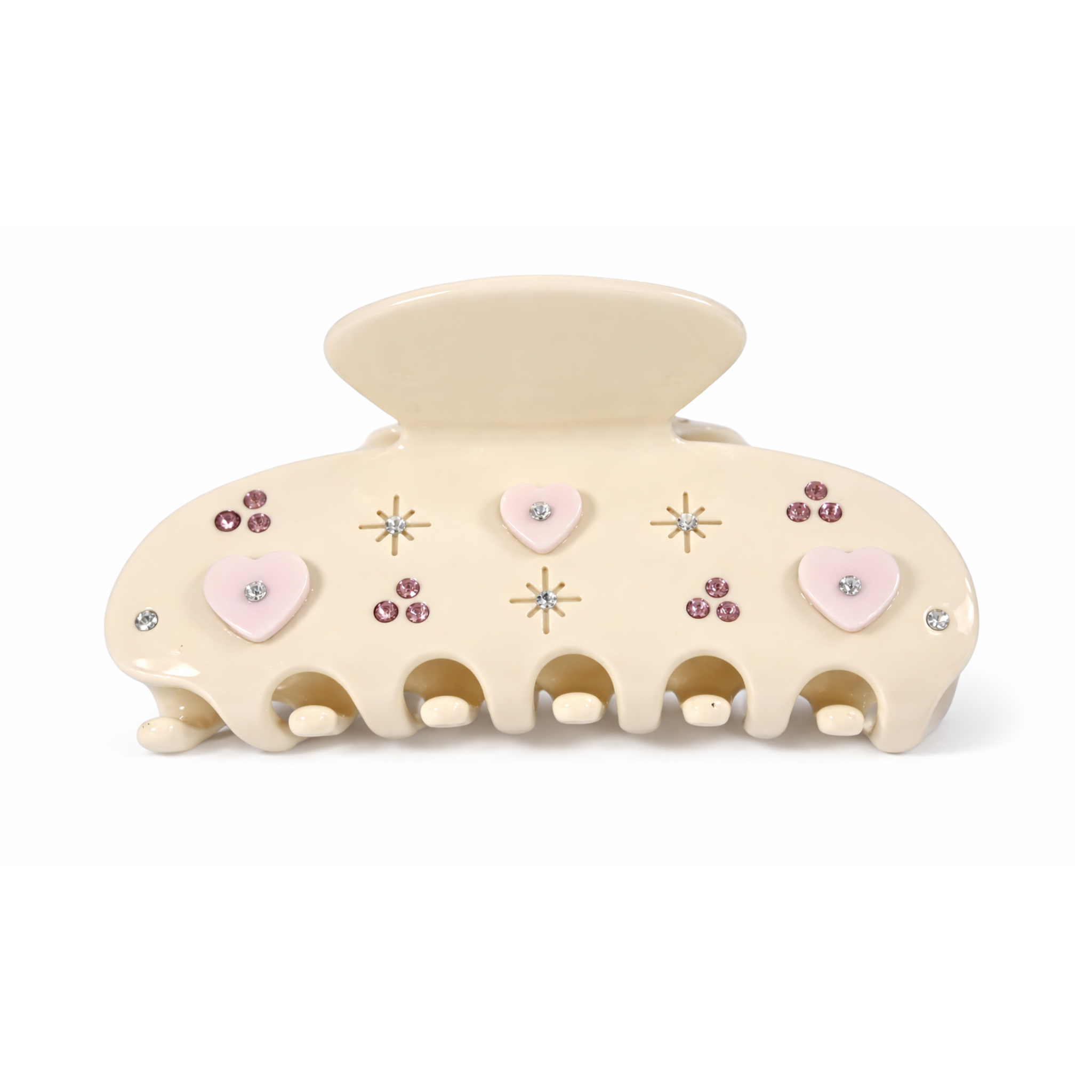 Super Sweet White Rhinestone Heart Clip