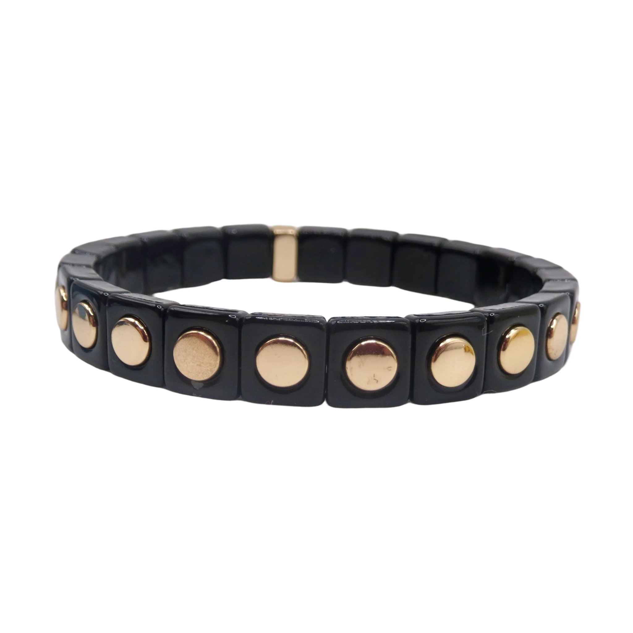 The Gold on Black Stud Full Circle Single Bracelet