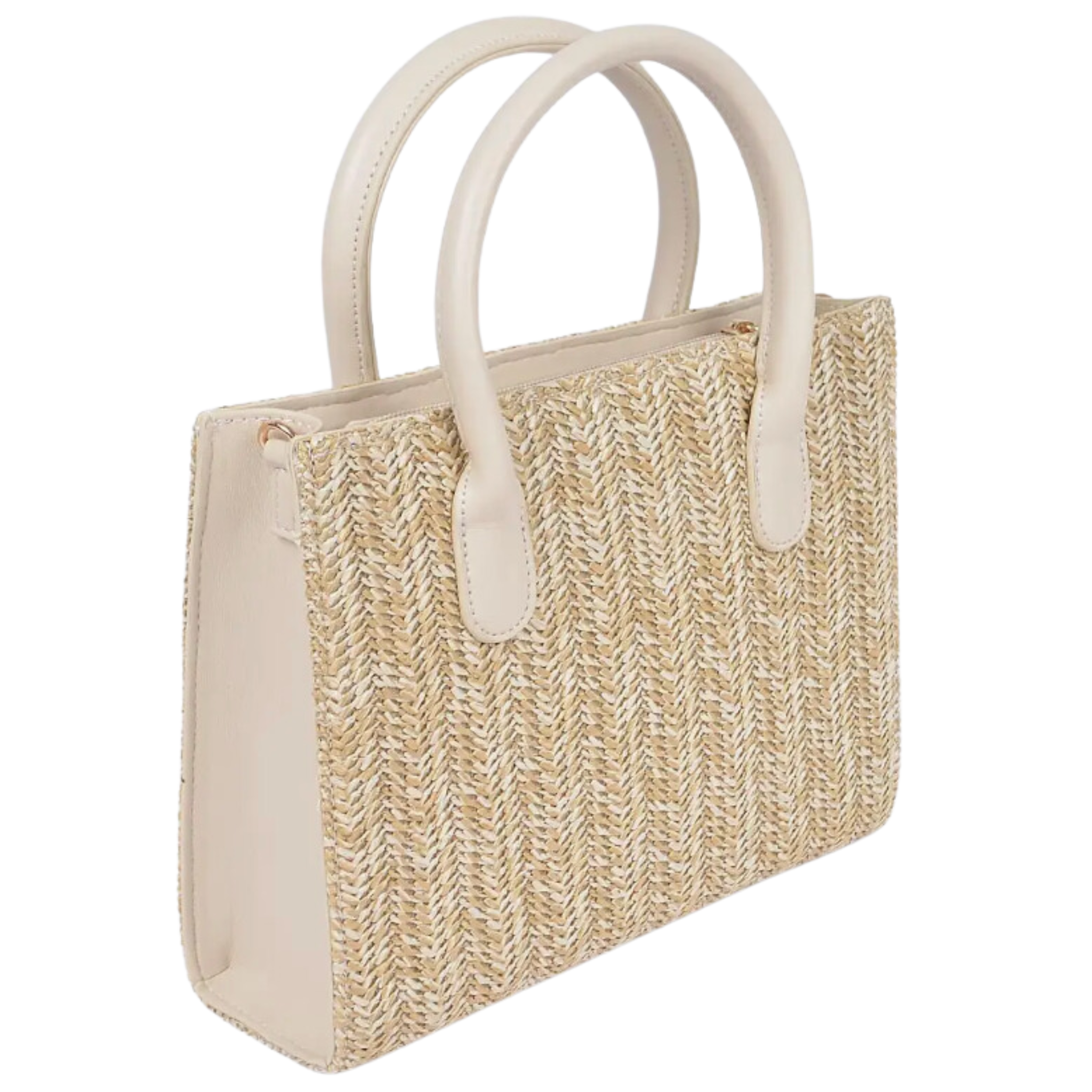 Vegan Faux Straw Mini Tote Bag