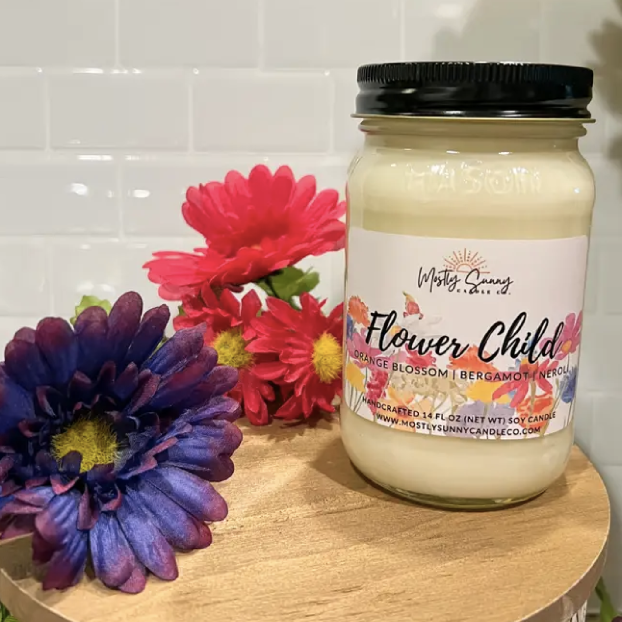 Flower Child - 14 Fl oz Mason Jar Candle