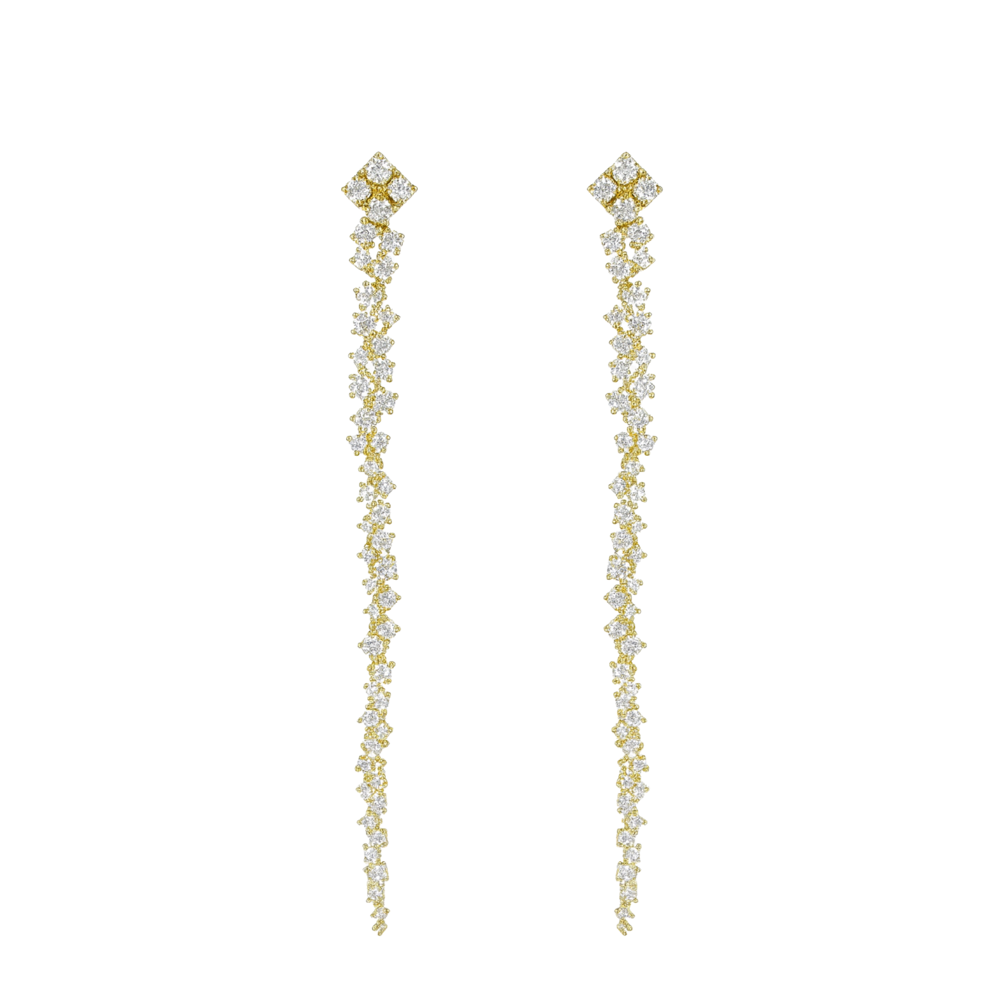 Sterling silver CZ Luxe dangle evening earrings with sparkling cubic zirconia stones, designed for elegant formal wear.