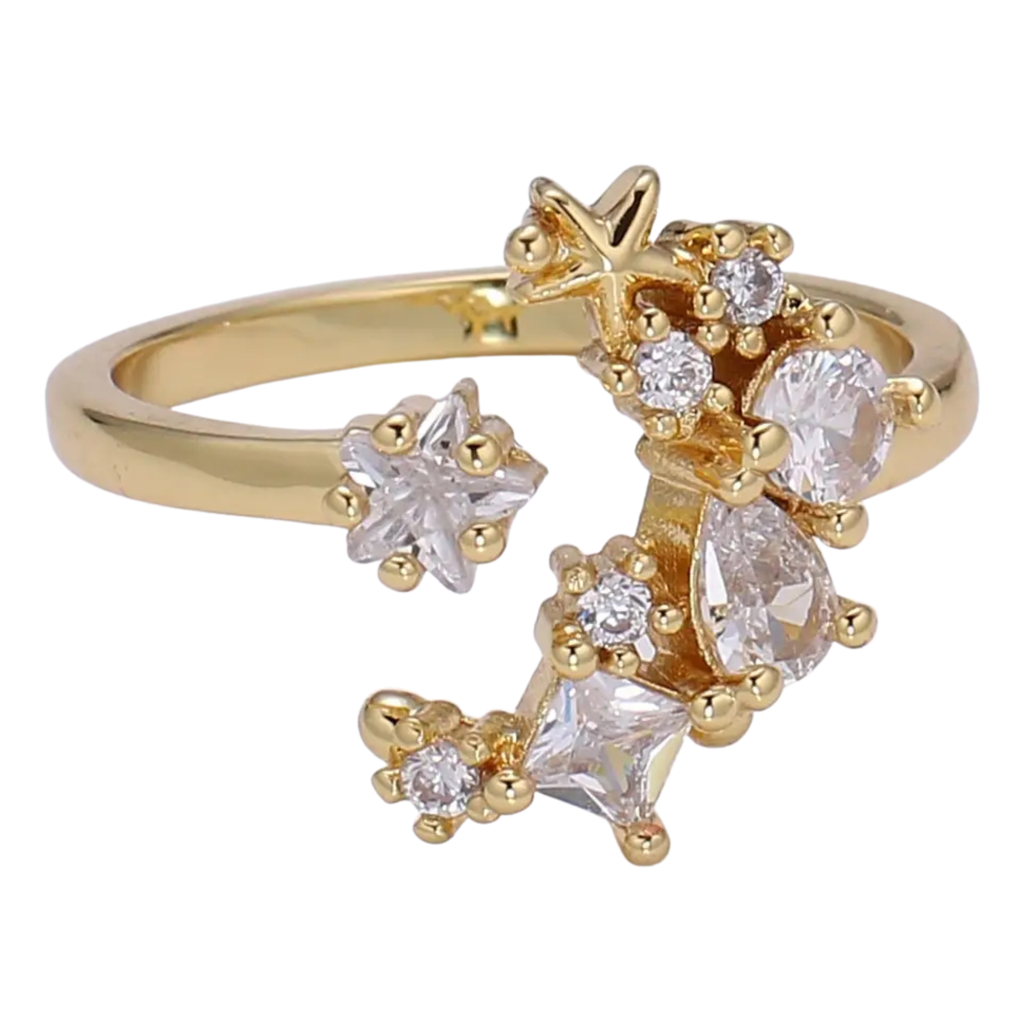 Adjustable moon-shaped ring from Private Vendor featuring a silver finish and celestial design, suitable for everyday wear.